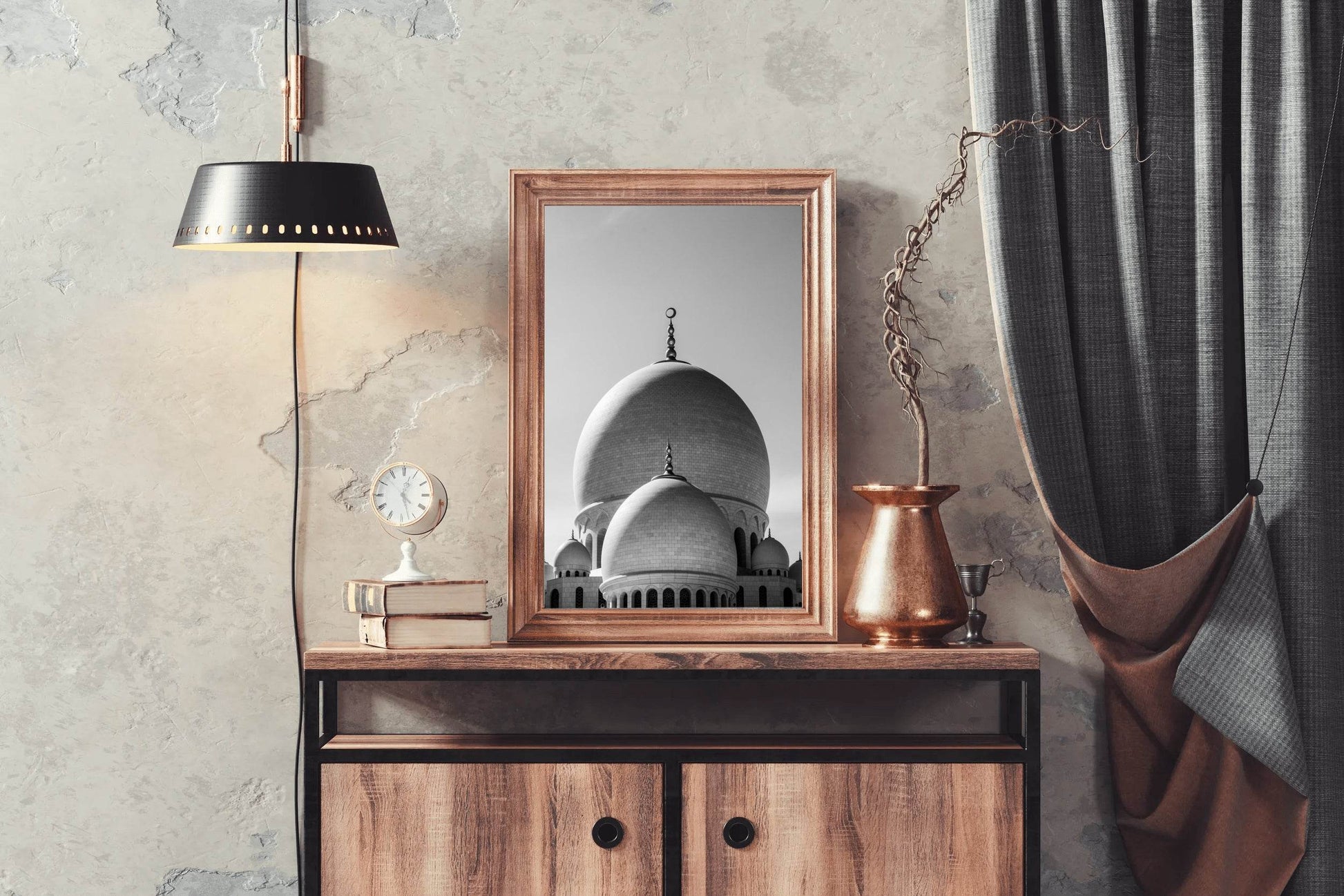 Abu Dhabi Grand Mosque Black & White Wall Art - beink online art store