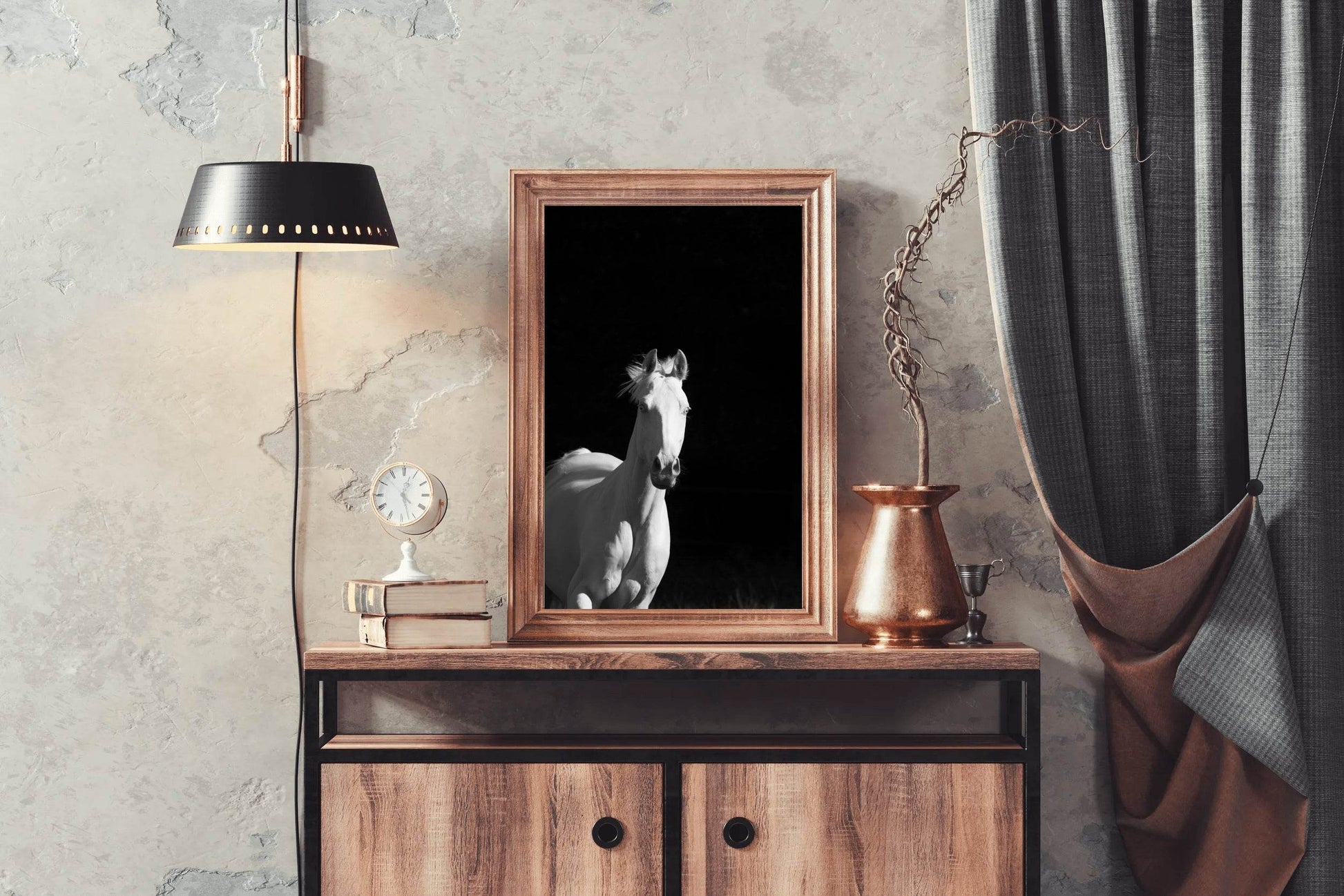 Camarillo White Horse Black & White Wall Art - beink online art store