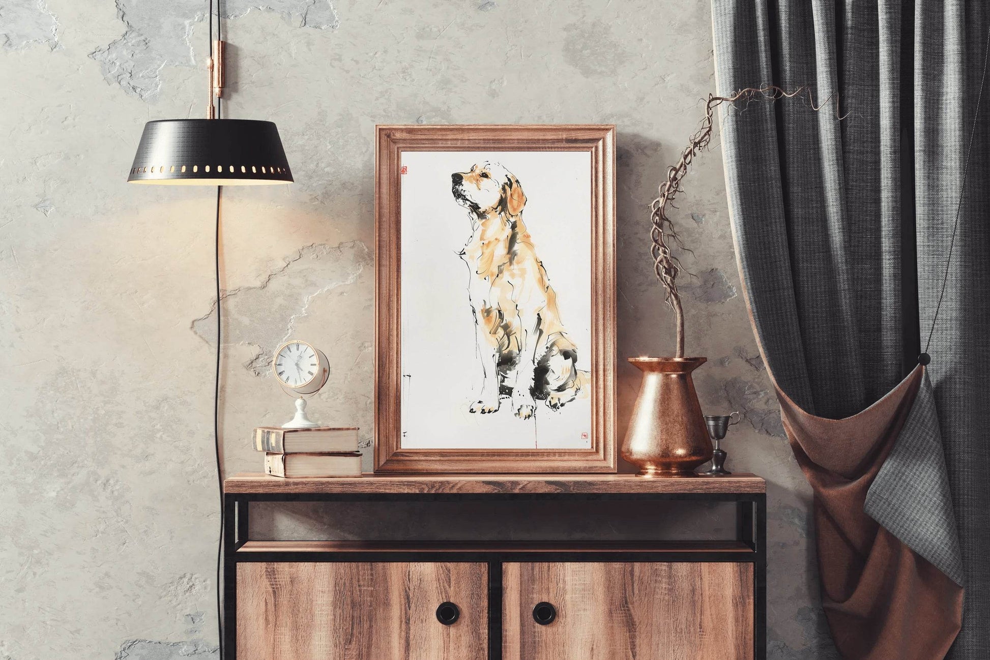 Drawing A Sitting Dog Wall Art - beink online art store