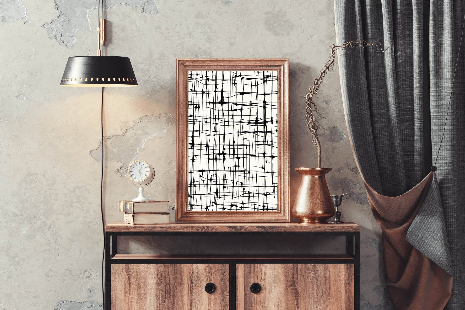 Patterned Chaos-Repetitive Black Vector Moder Wall Art - beink online art store