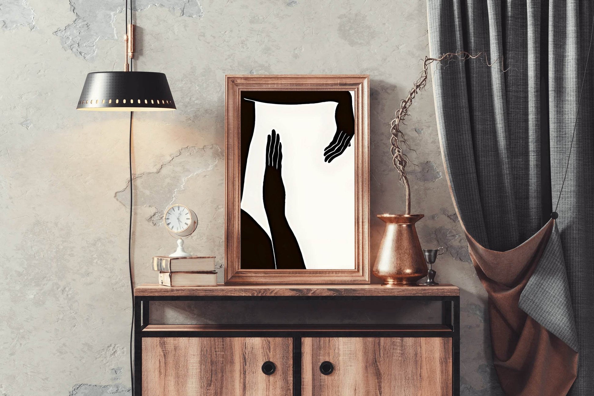 Black Silhouette of Hands Modern Wall Art - beink online art store
