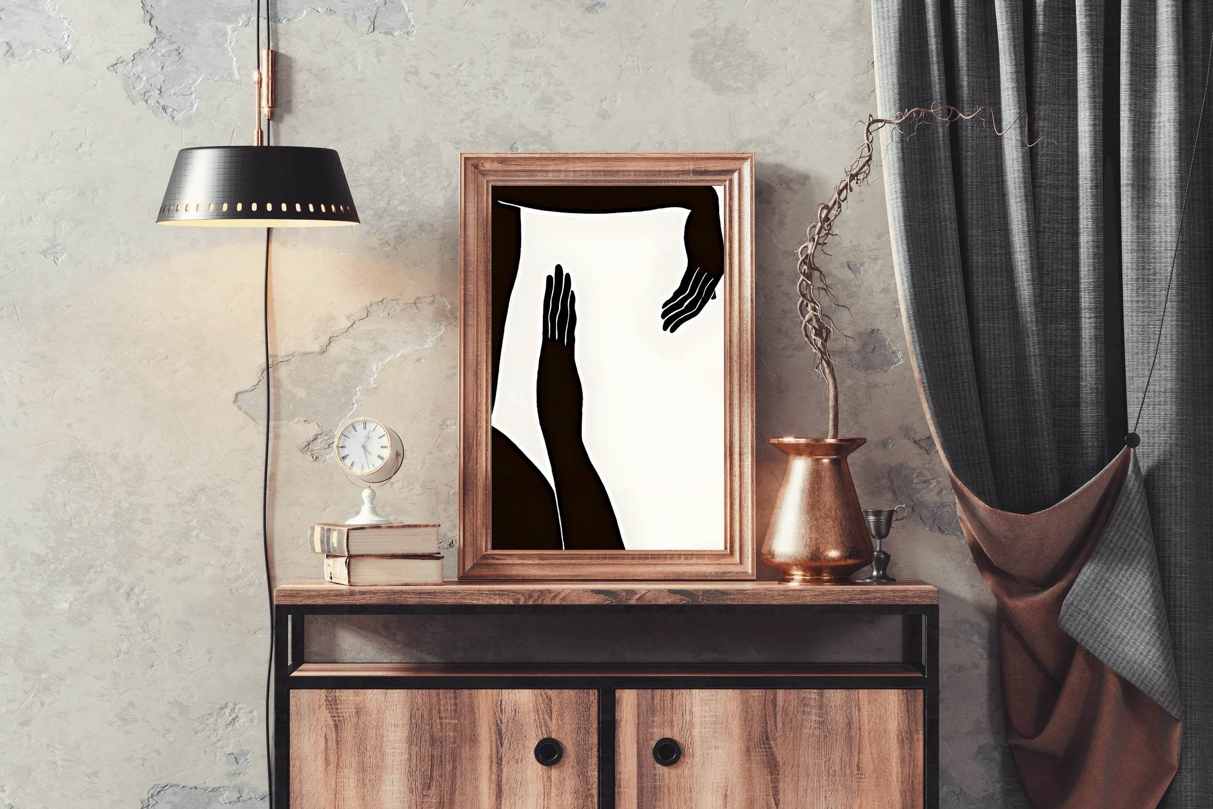 Black Silhouette of Hands Modern Wall Art - beink online art store