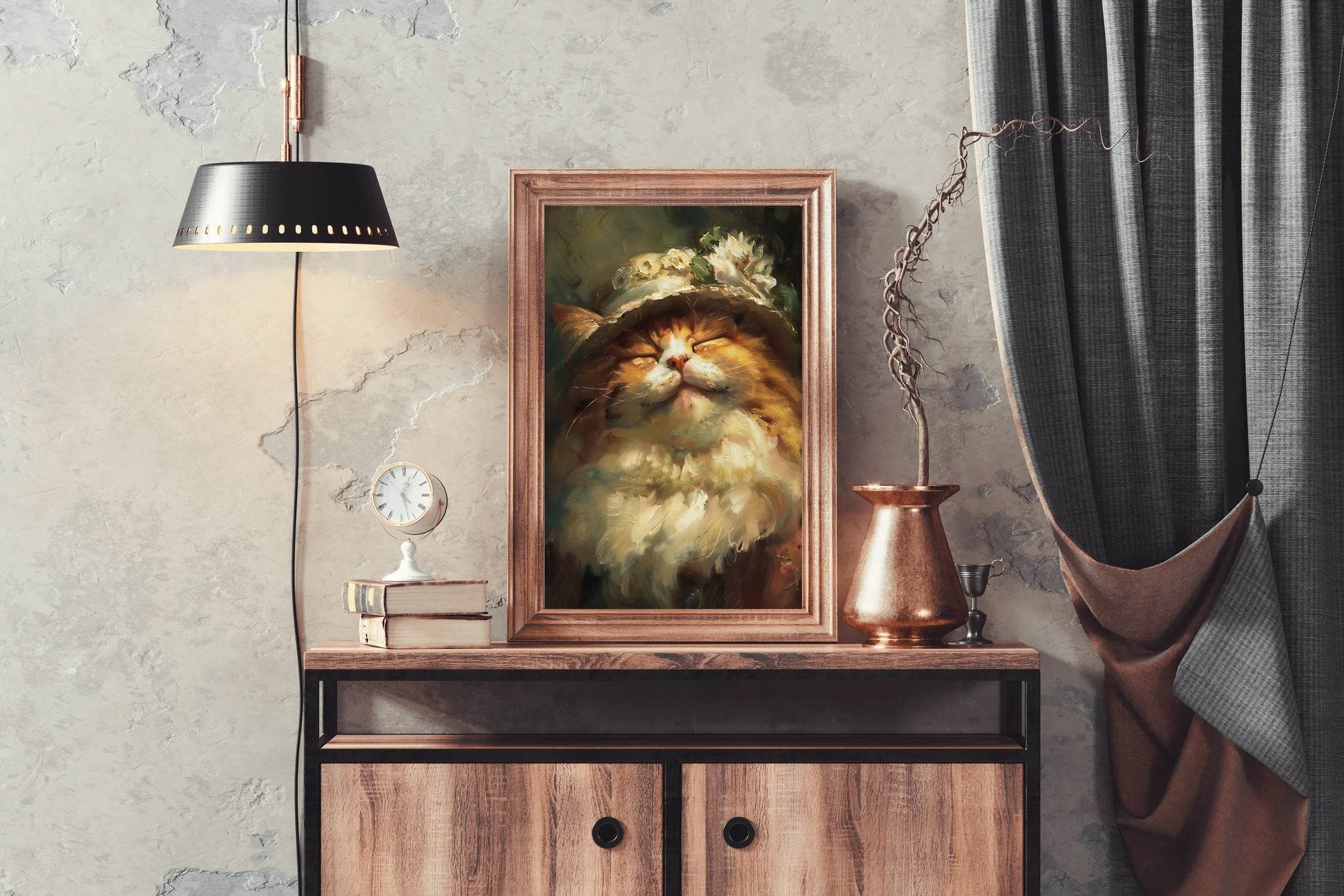 Watercolor Brush Strokes Sleeping Cat Painting - beink online art store