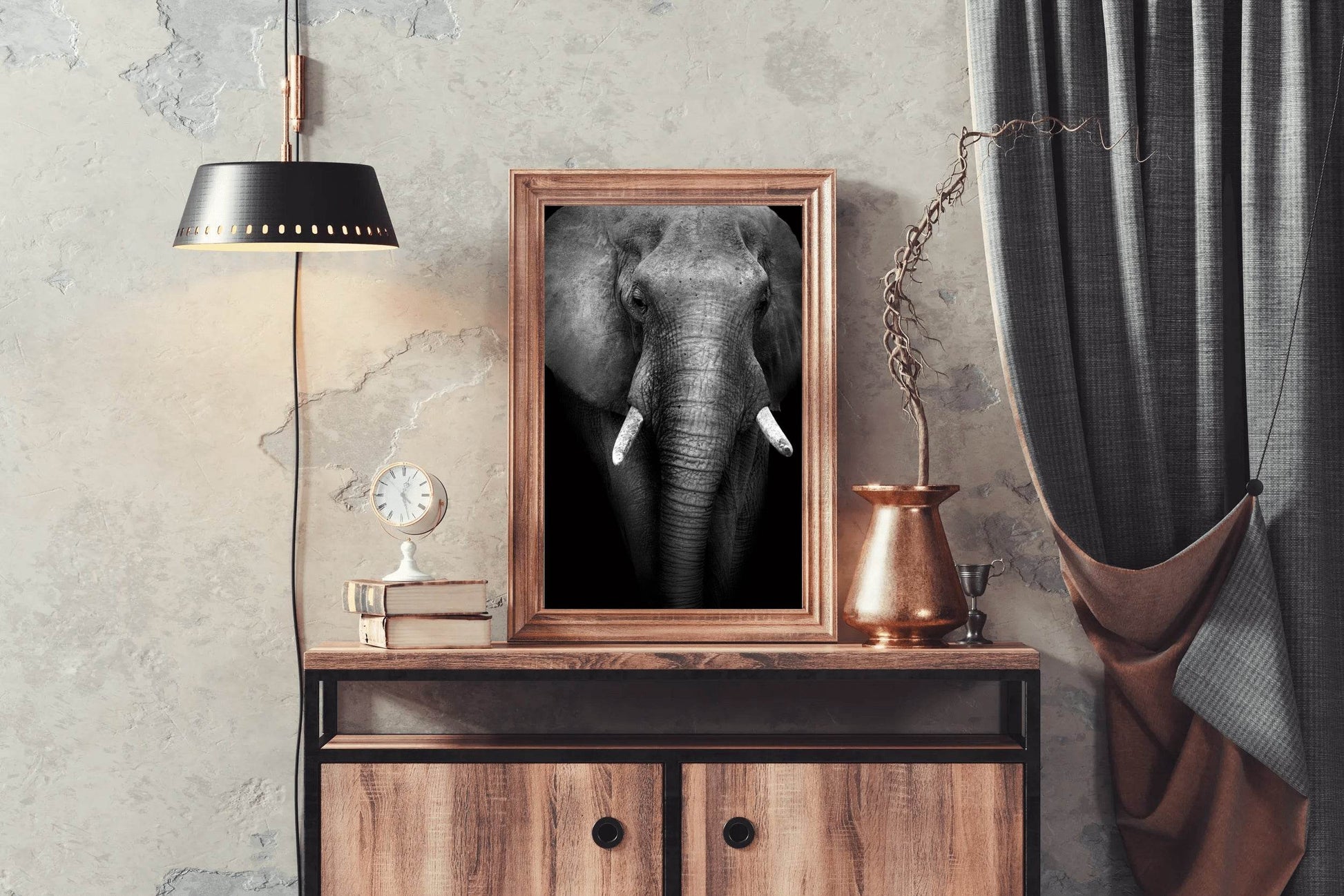 Front Side Picture of African Bush Elephant - beink online art store