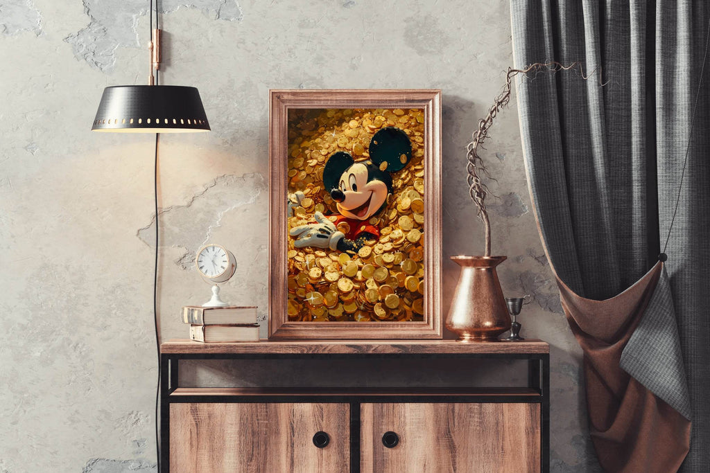 Mickey Mouse in Gold Coins Wall Art - beink online art store