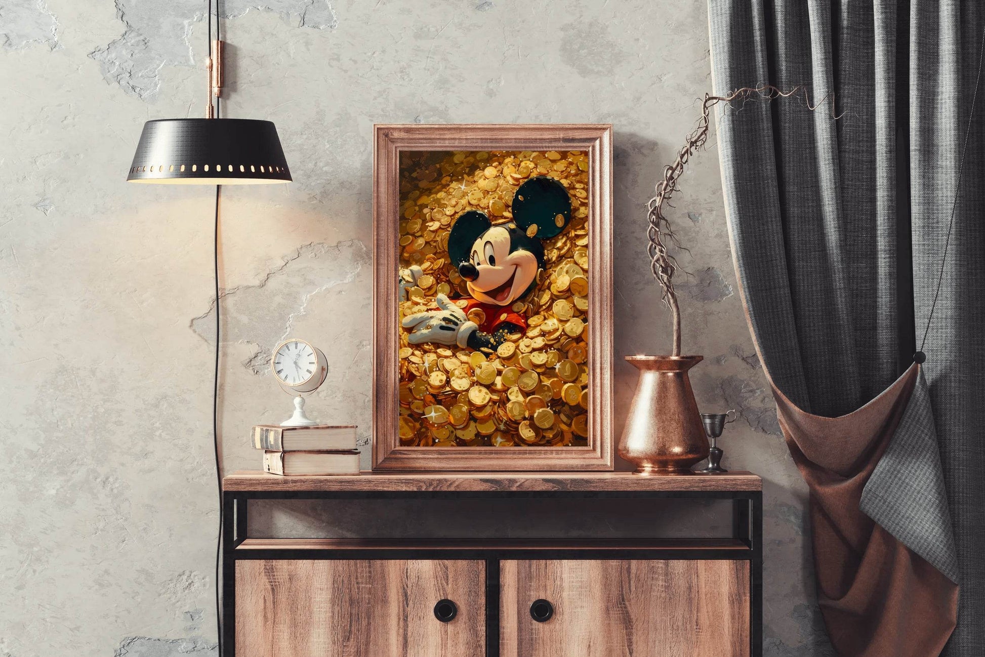 Mickey Mouse in Gold Coins Wall Art - beink online art store