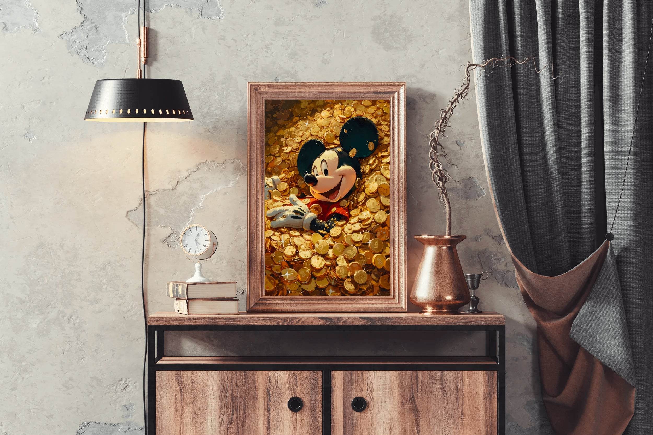Mickey Mouse in Gold Coins Wall Art - beink online art store