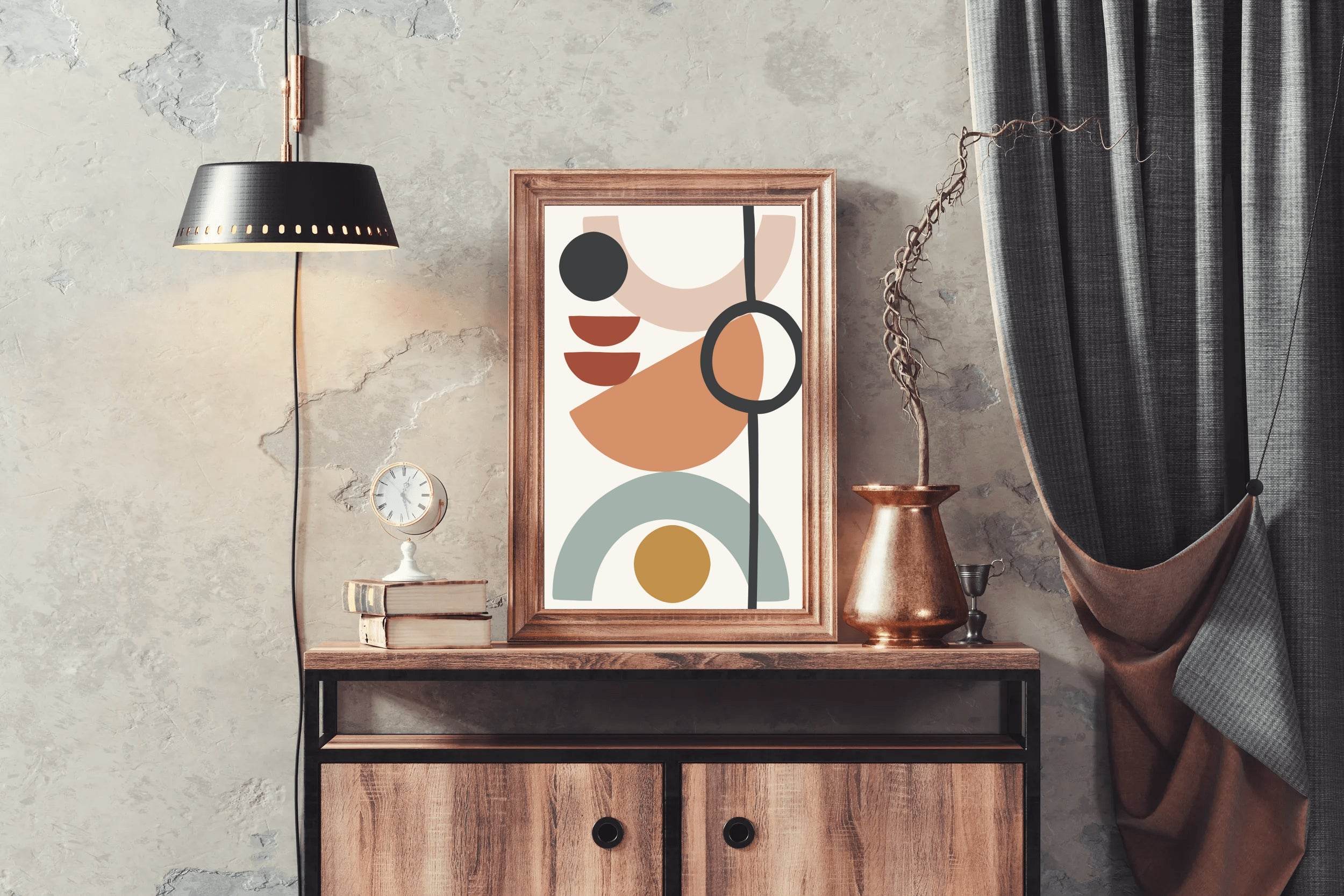 Geometric Shapes and Lines in Warm Earth Tones ArtWork - beink online art store