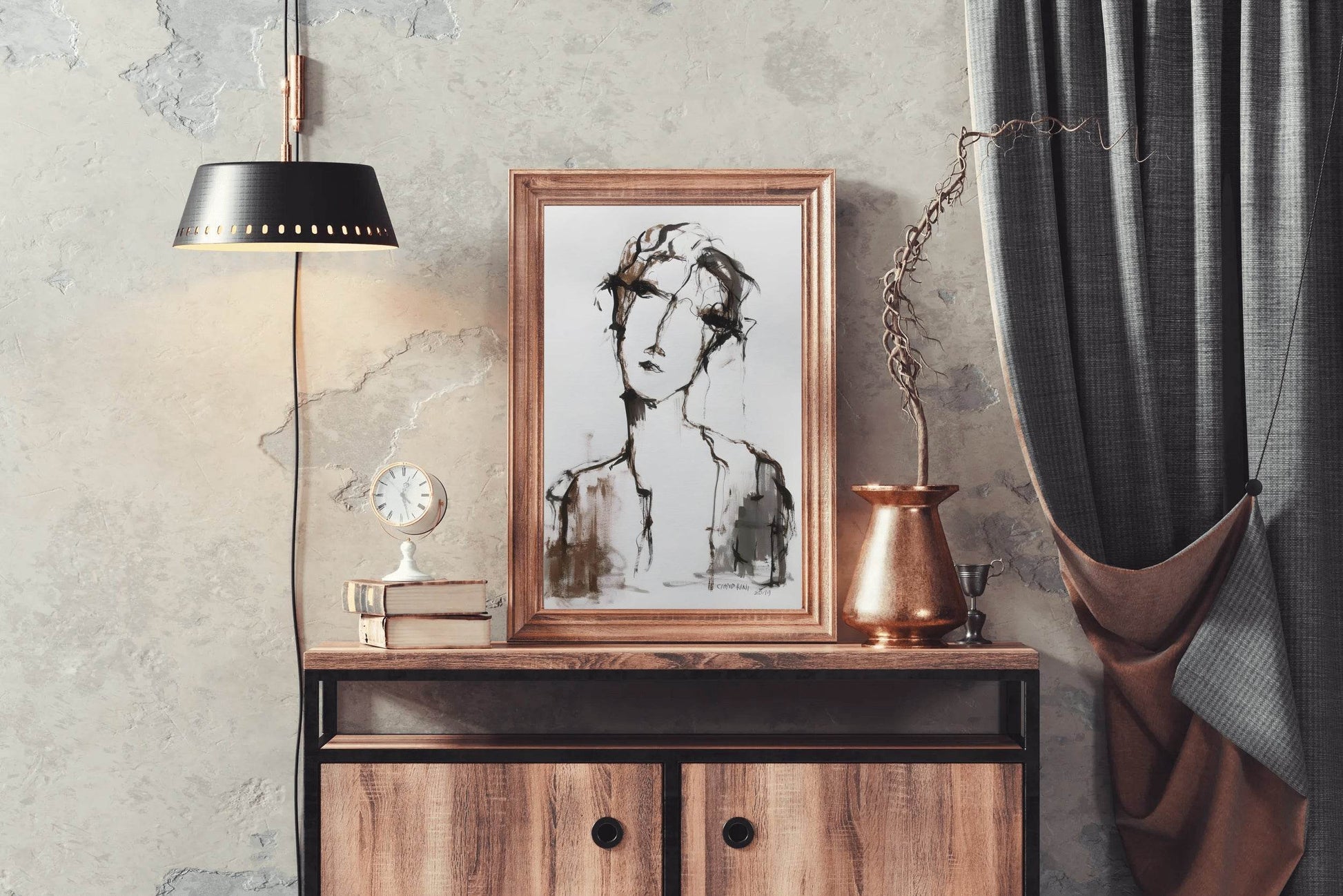 Ink and Watercolor Expressive Face Wall Art - beink online art store