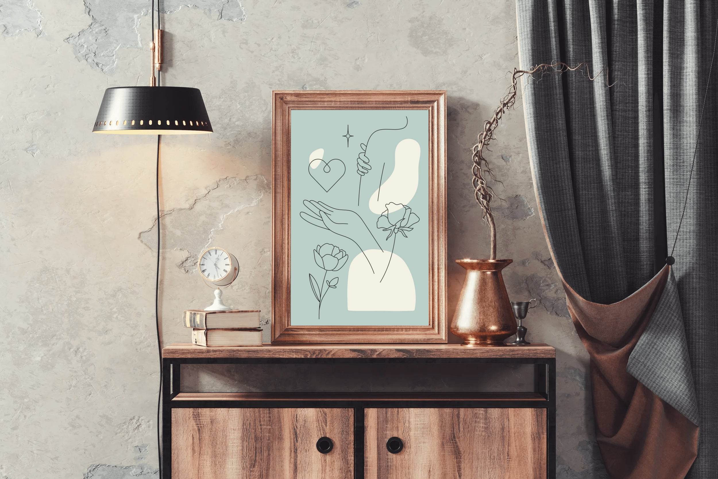 Minimal Design of Flowers Hands Wall Art - beink online art store