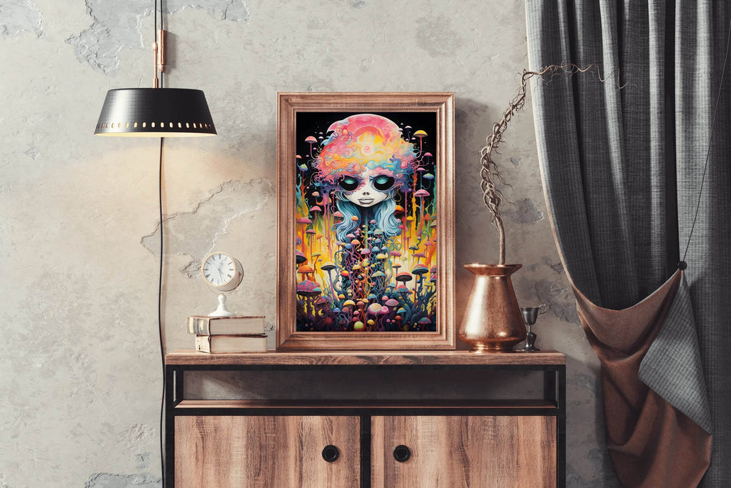 Fantasy Anime Head Mushroom Wall Art - beink online art store
