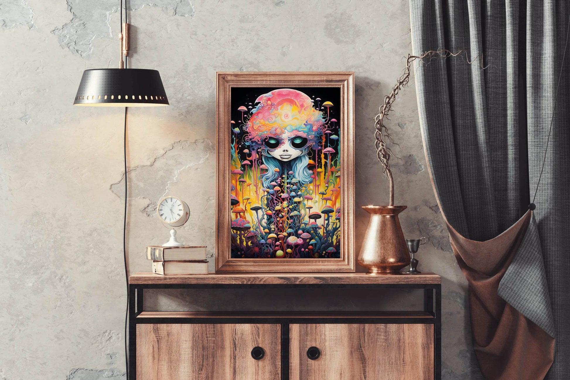 Fantasy Anime Head Mushroom Wall Art - beink online art store