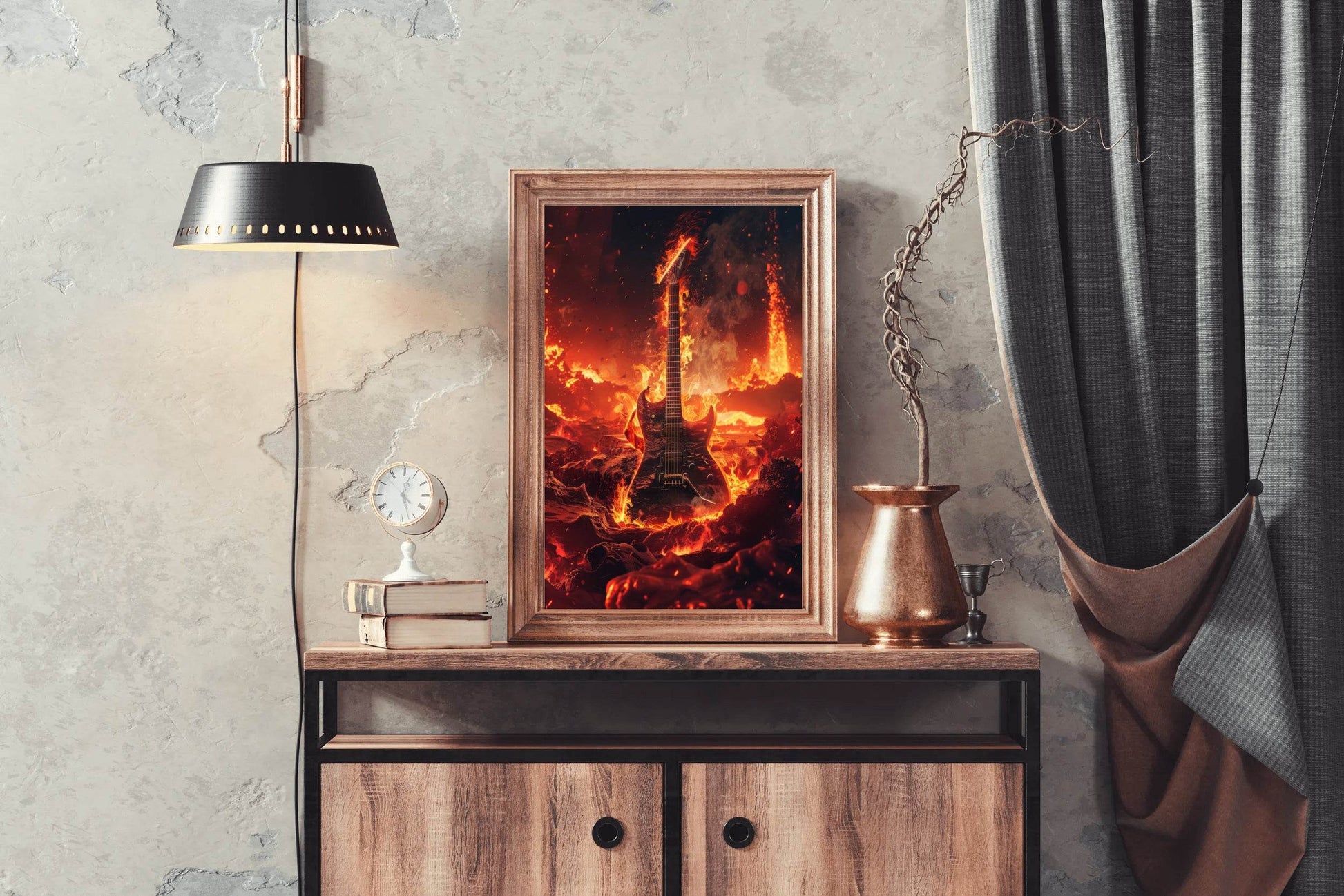 Fiery Rock Guitar Wall Art - beink online art store