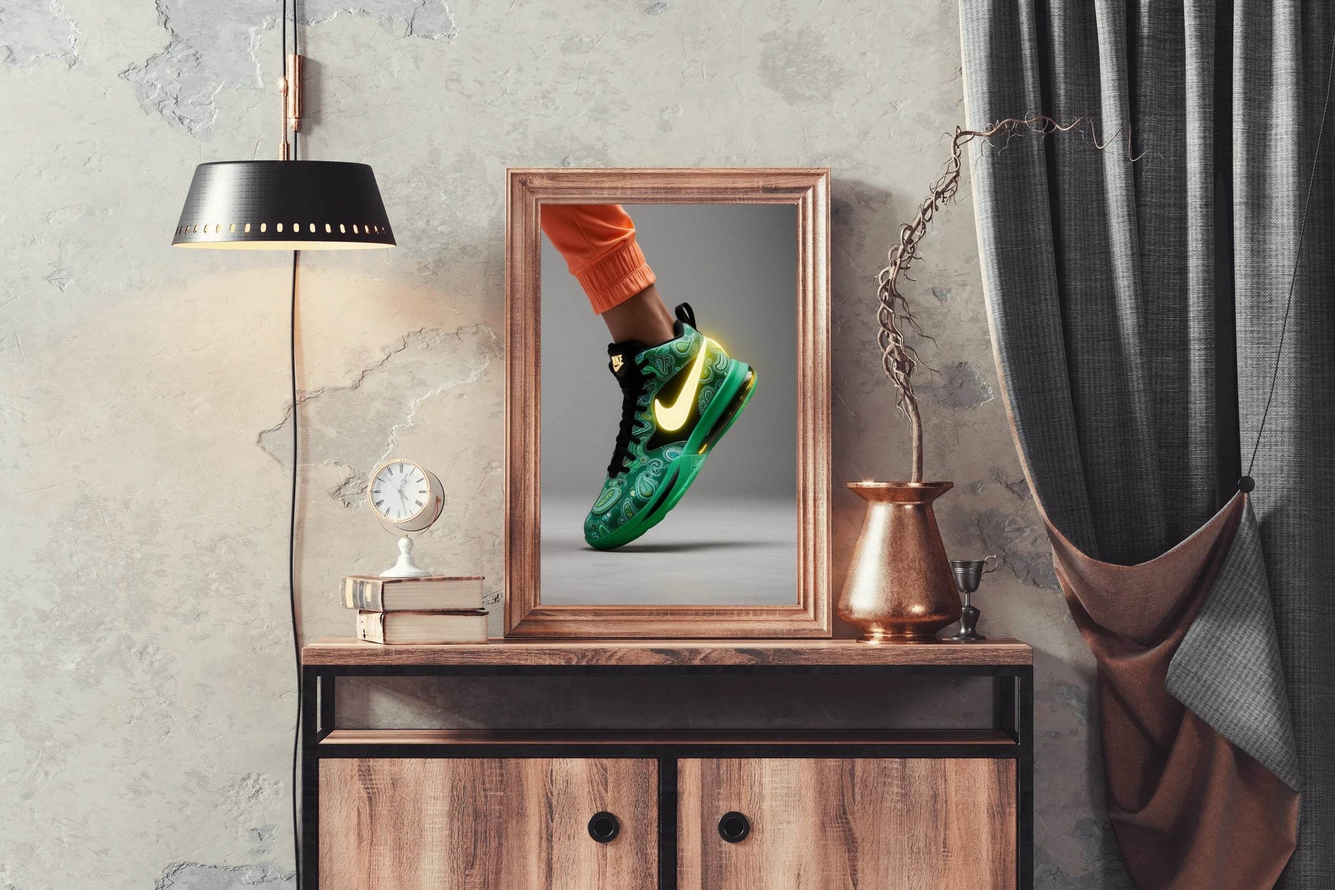 Nike Green Sports Shoes Wall Art - beink online art store