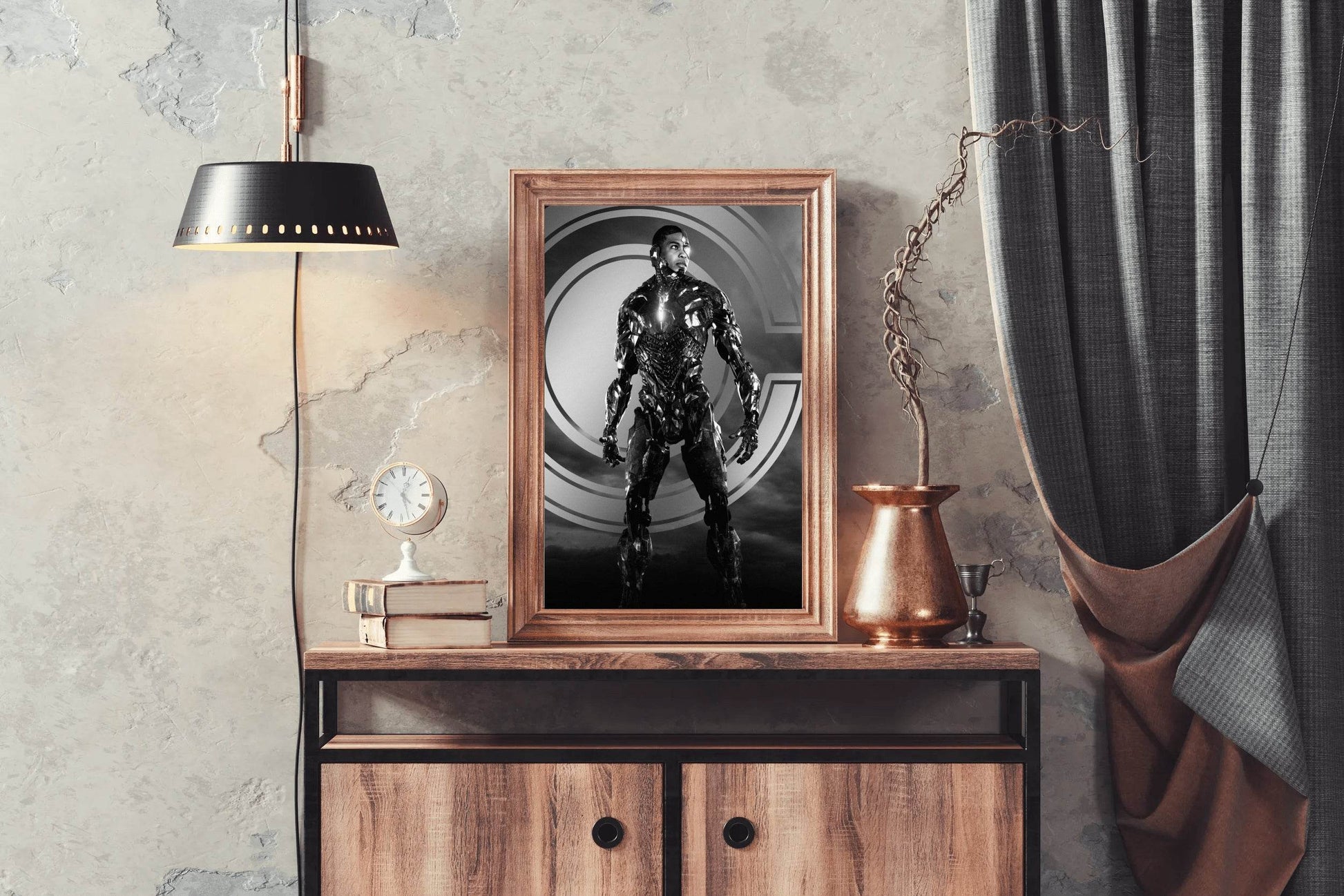 Justice League Cyborg in Black and White Wall Art - beink online art store