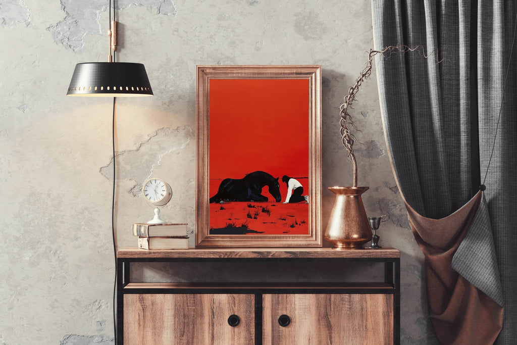 Black Horse Sitting Wall Art - beink online art store