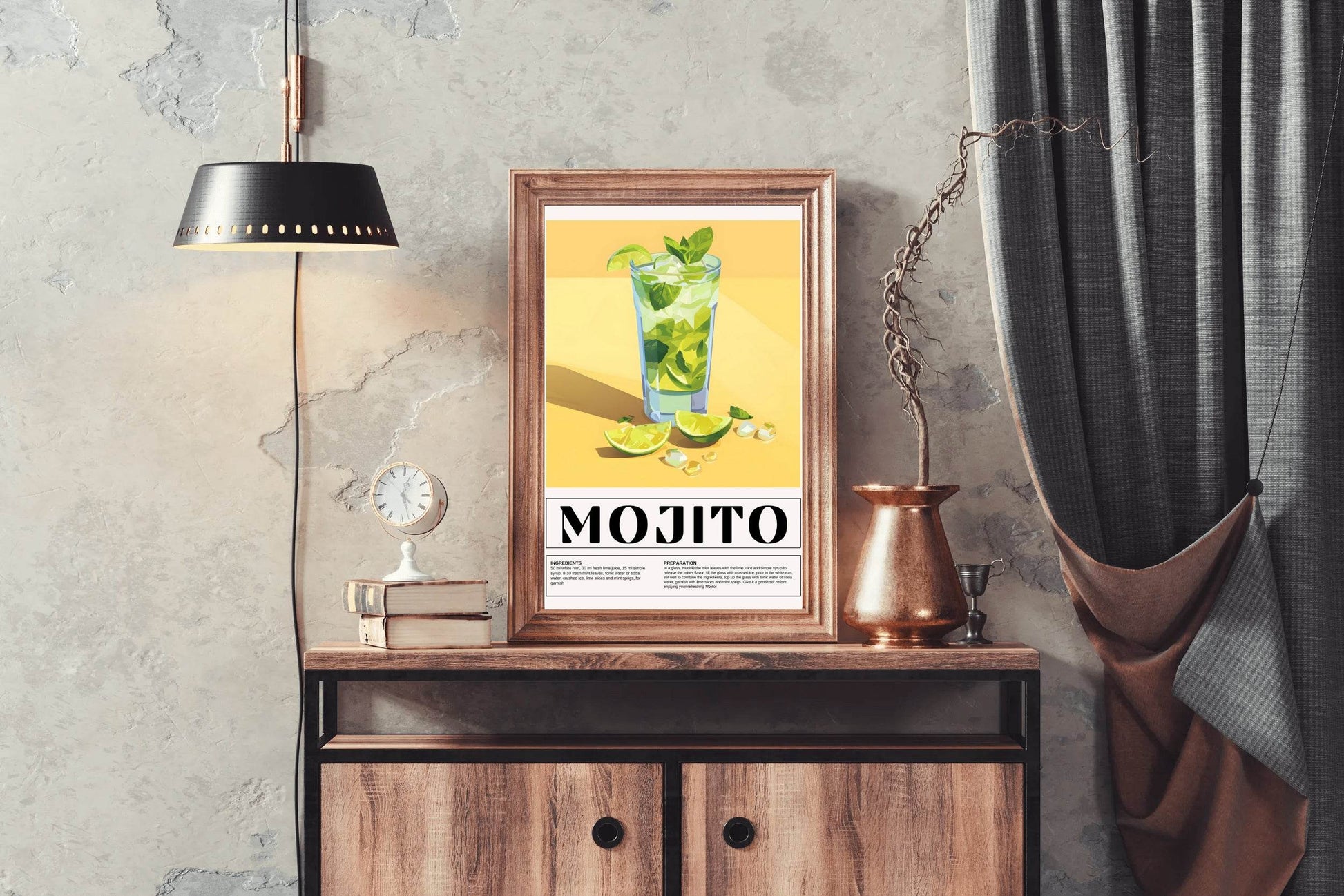 Glass of Mojito Cocktail Wall Art - beink online art store