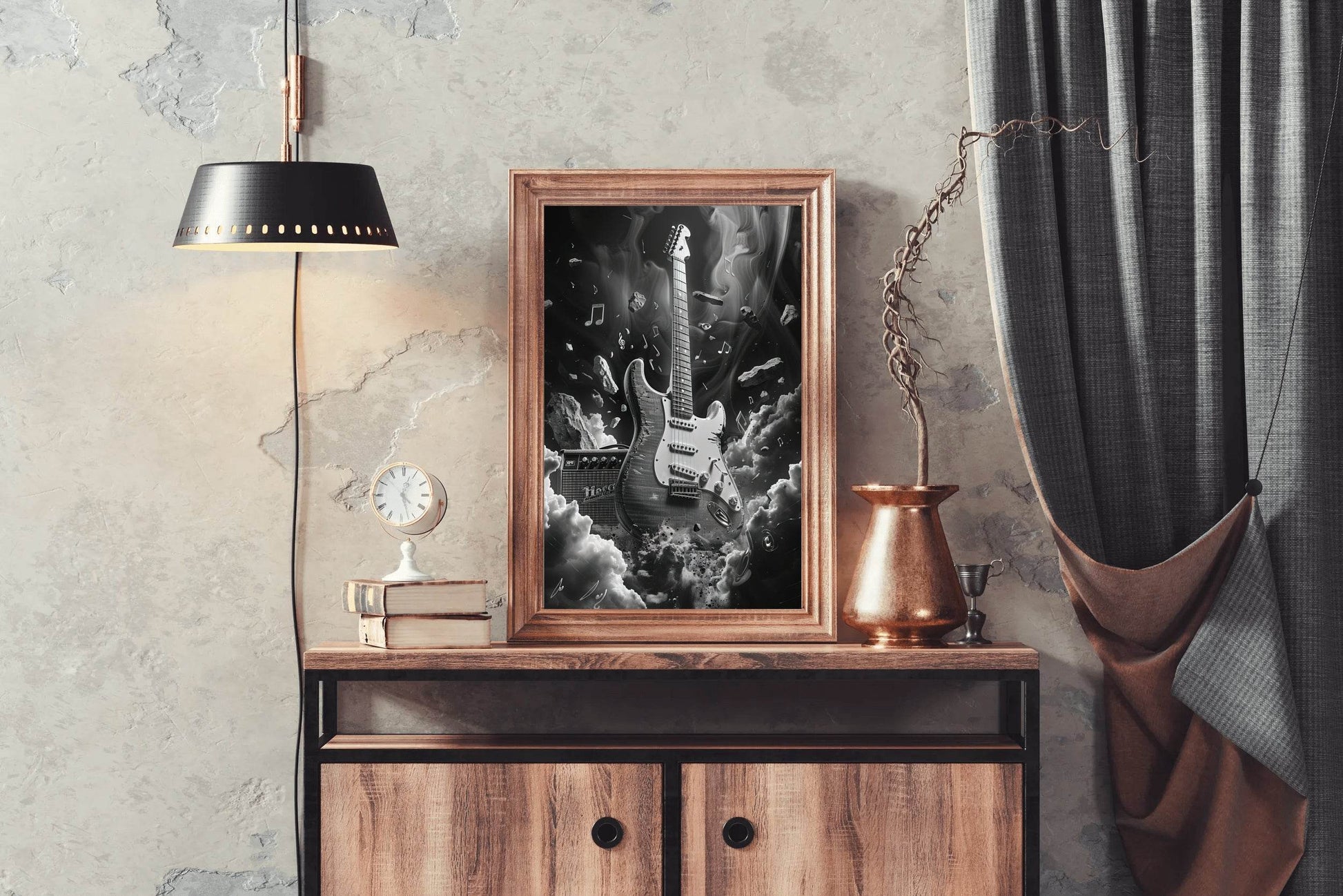 Black Rock Electric Guitar Wall Art - beink online art store