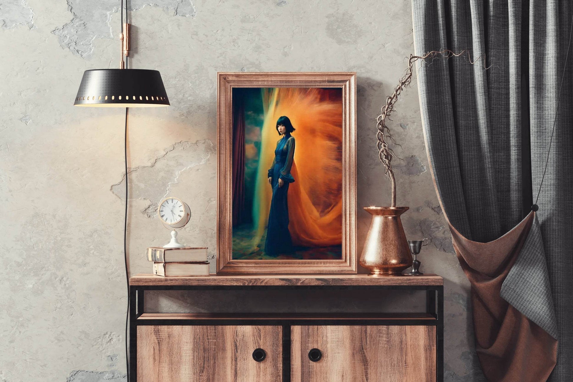 Blue Long Maximalist Dress Model Wall Art - beink online art store