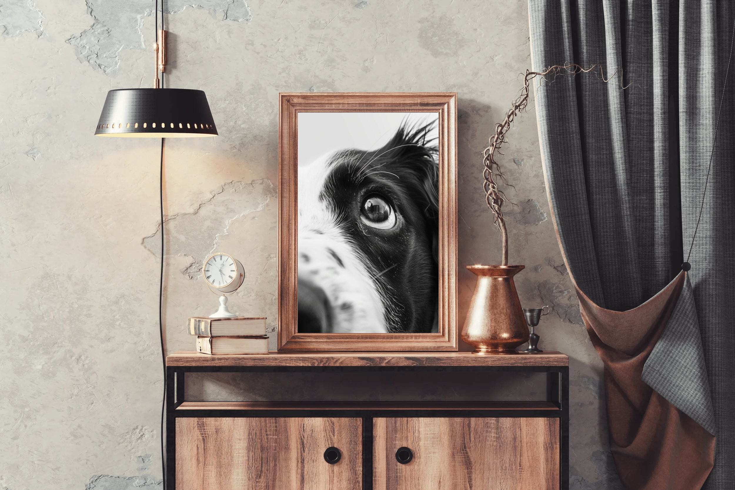 Border Collie Dog Black & White Wall Art - beink online art store