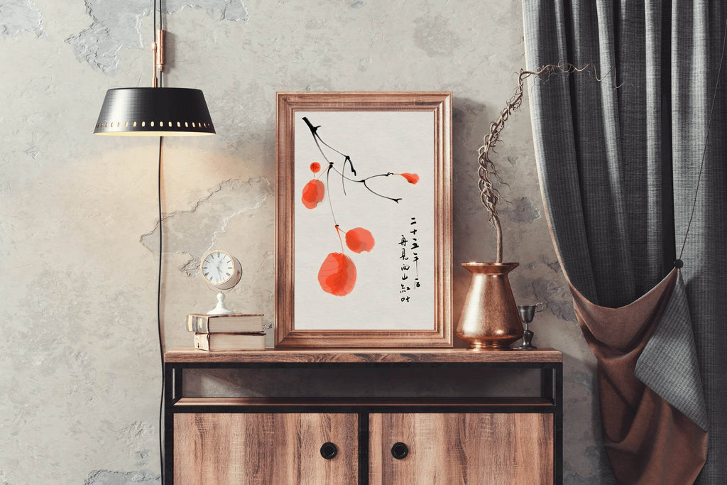 Watercolor Orange Leaves Modern Wall Art - beink online art store