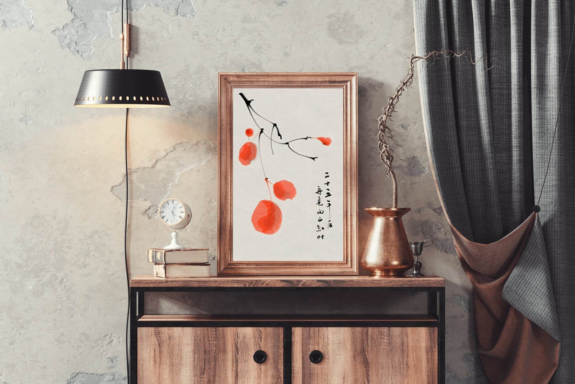 Watercolor Orange Leaves Modern Wall Art - beink online art store