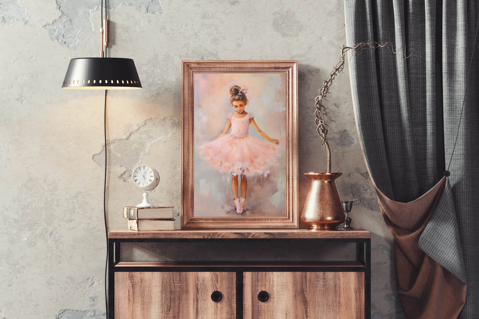 Watercolor Brushed illustration of Girl in Pink Dress - beink online art store