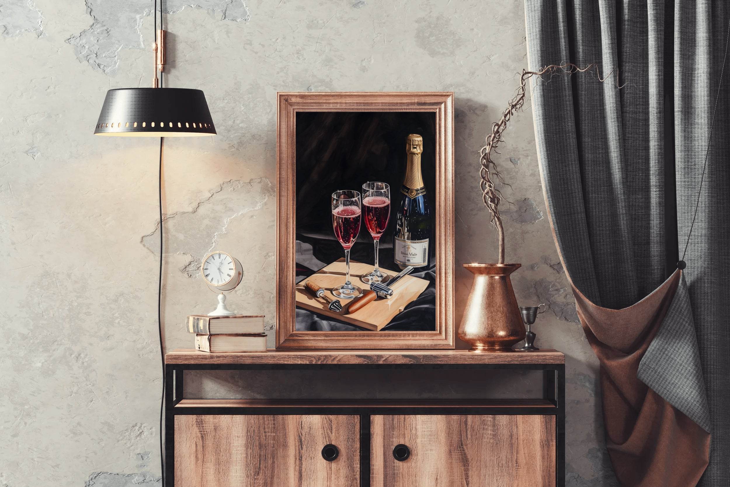 Red Sparkling Wine Wall Art - beink online art store