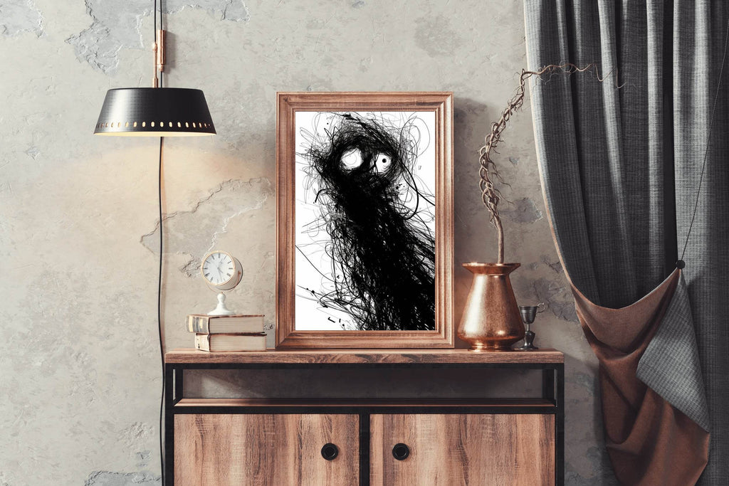 Tangled Nightmare- Black Sketch Shape Wall Art - beink online art store