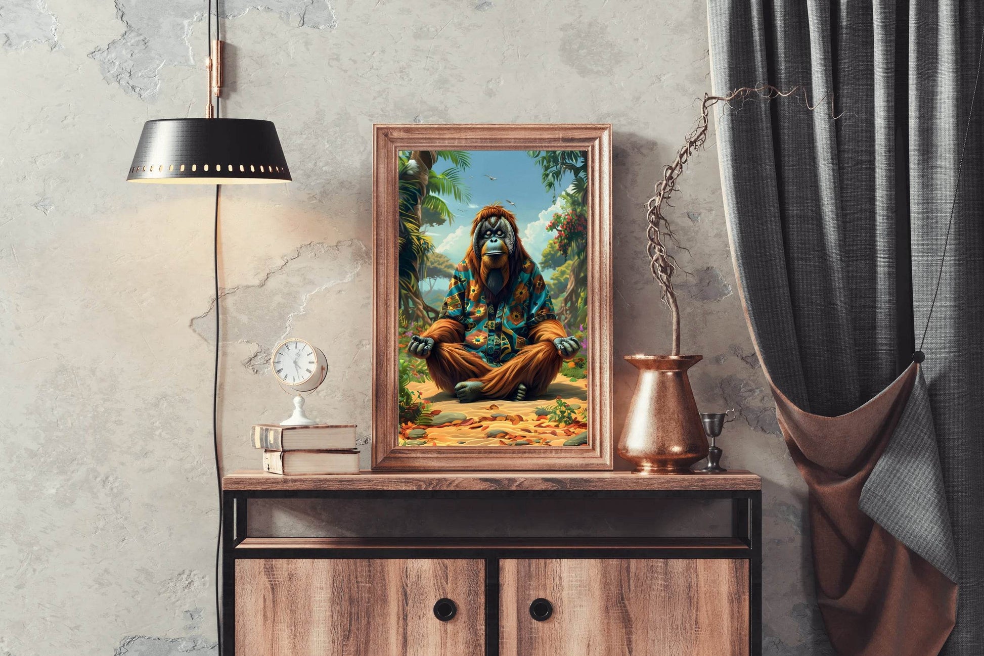 Digital Painting of an Ape Meditating Wall Art - beink online art store