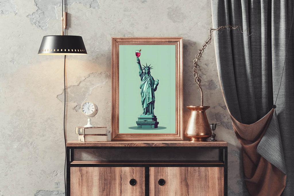 Statue of Liberty Holding Wine Wall Art - beink online art store