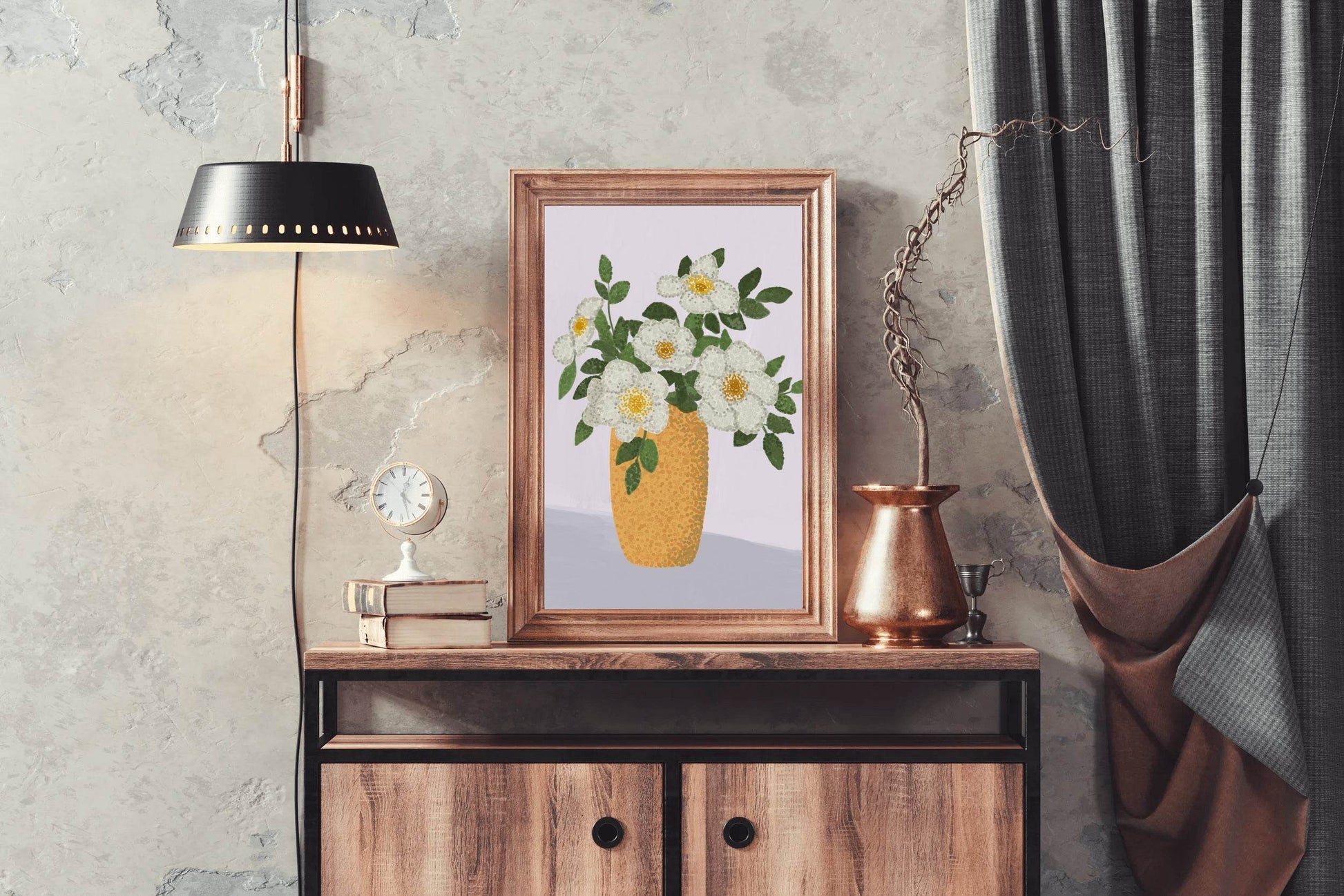 Painting A Vase With White Roses Wall Art - beink online art store
