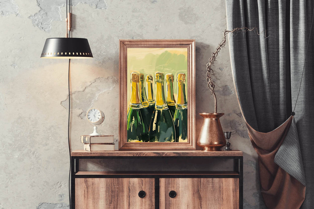 Champagne Bottles Wall Art - beink online art store