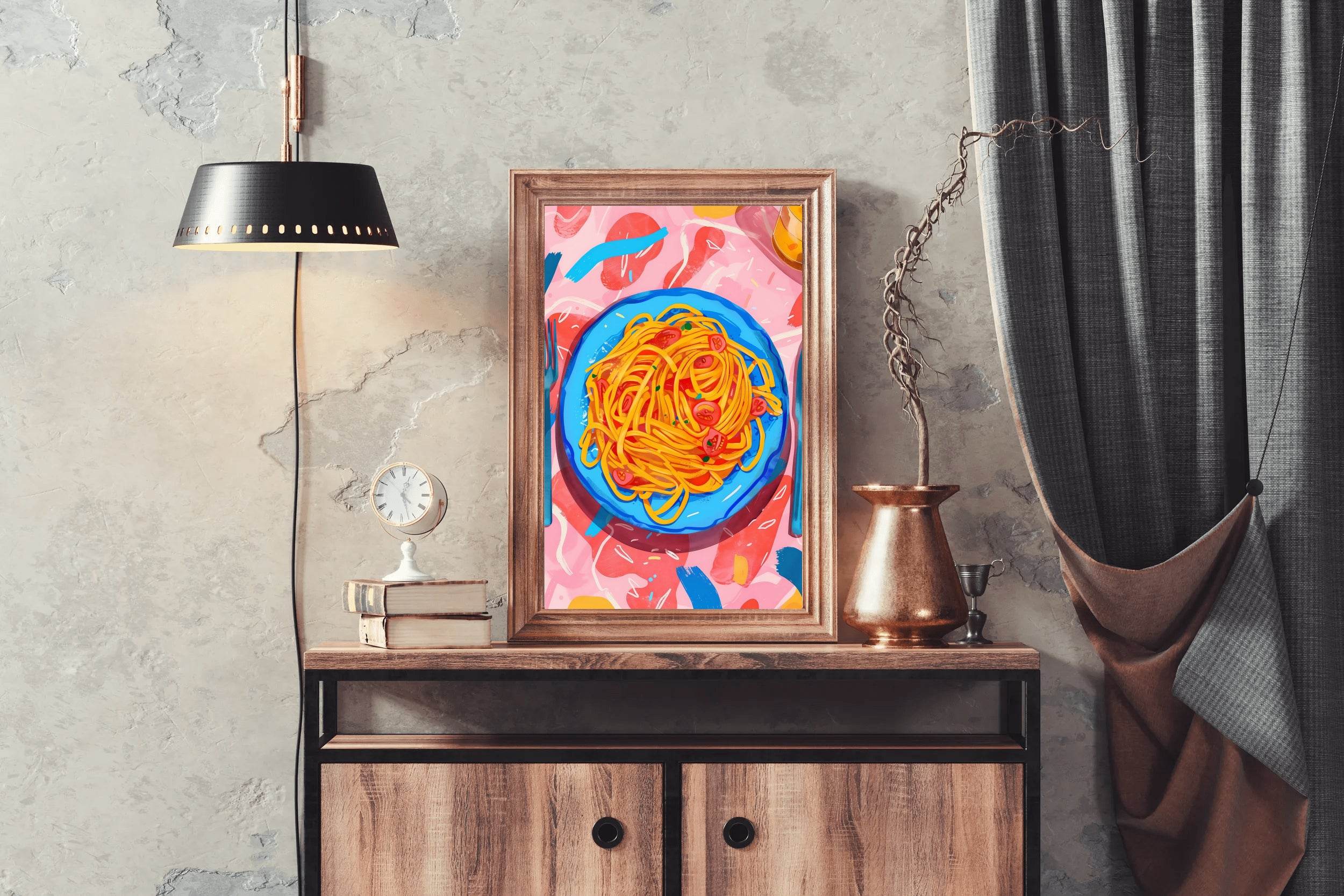 Painting Plate of Spaghetti with Tomato Sauce Wall Art - beink online art store