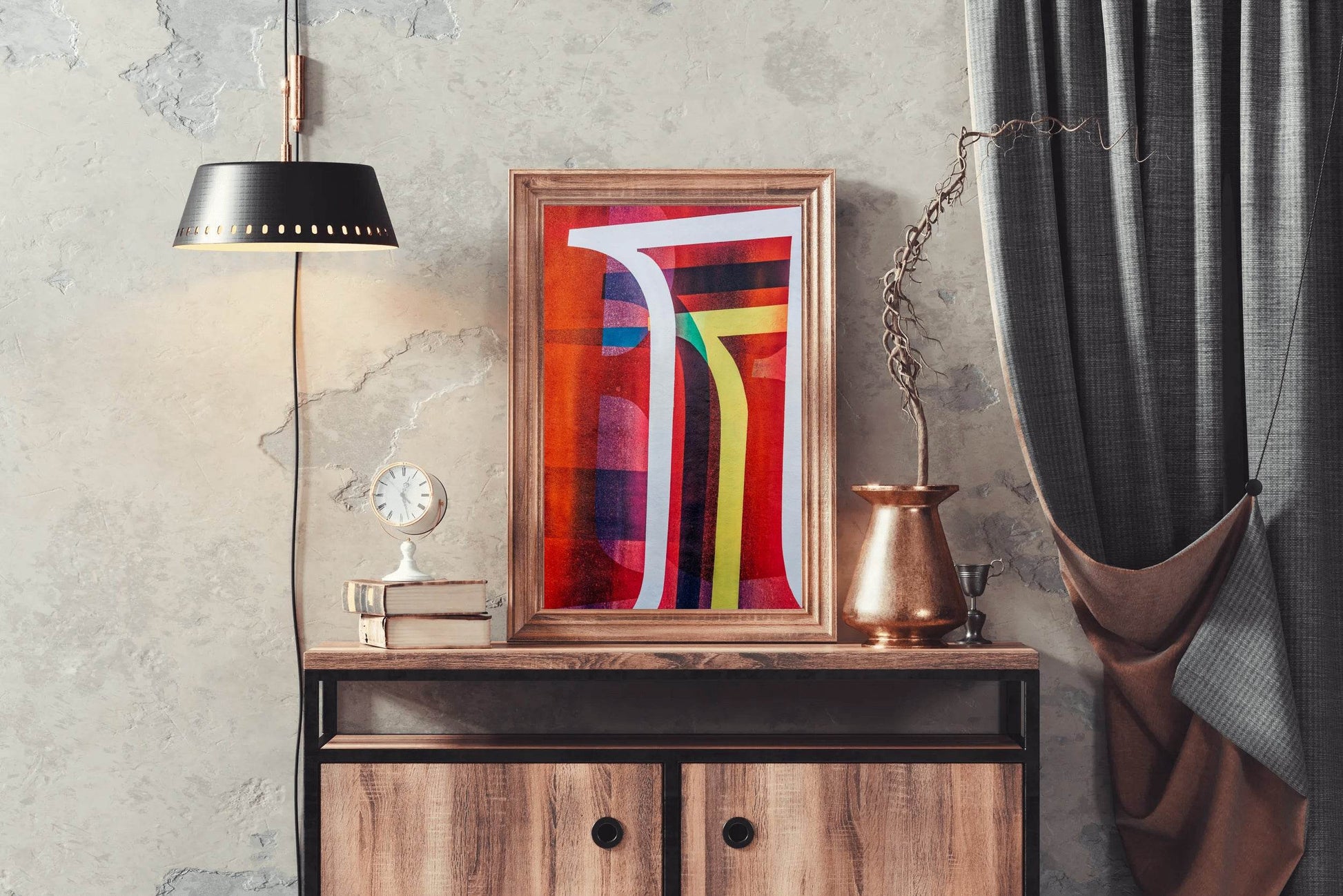 Colorful Red Background Abstract Wall Art - beink online art store
