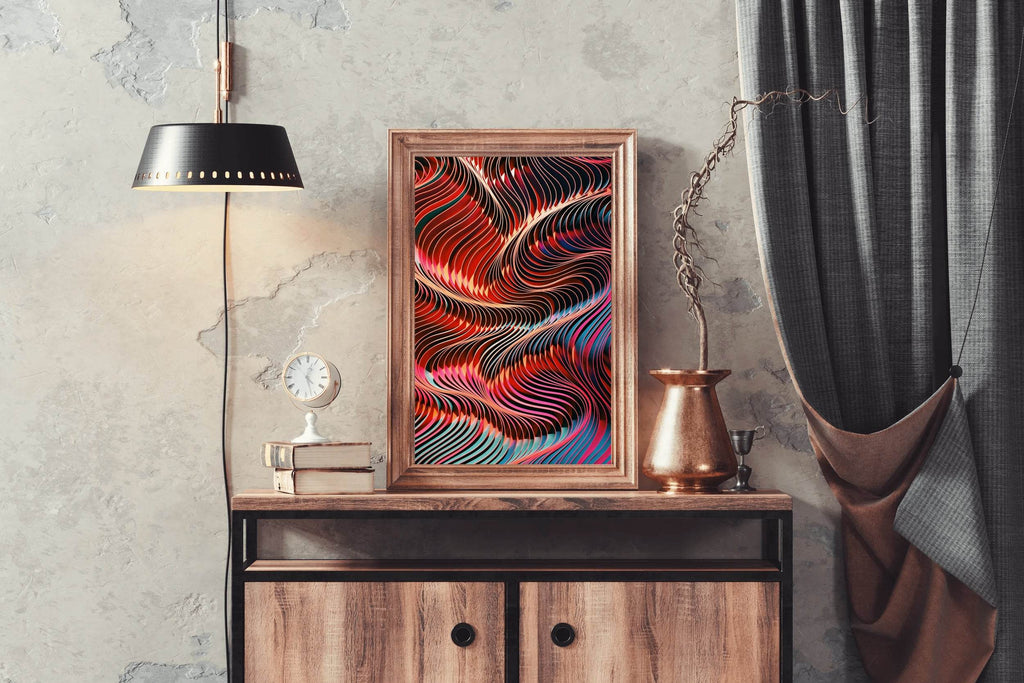 Dark Multicolor Lines Abstract Wall Art - beink online art store