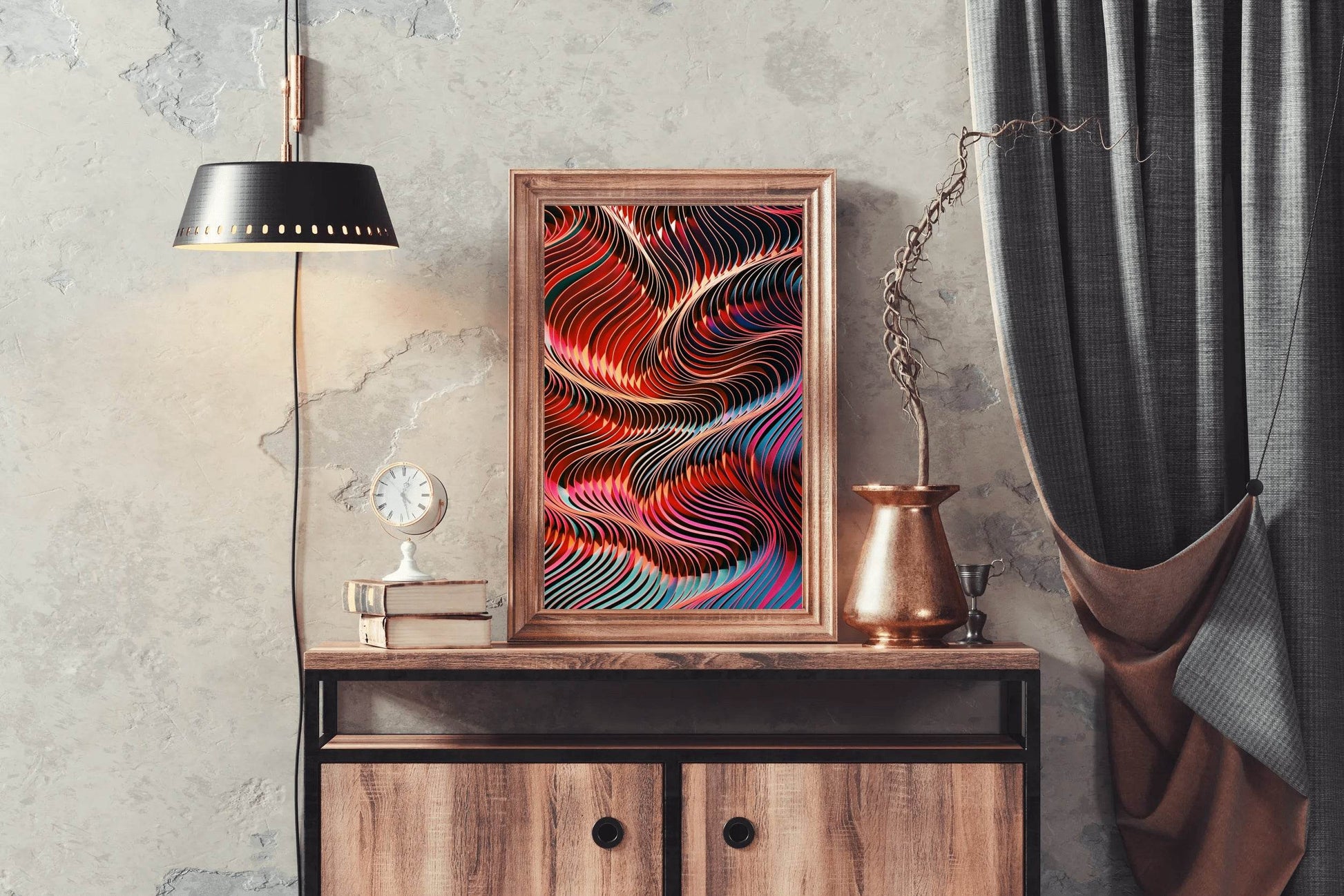 Dark Multicolor Lines Abstract Wall Art - beink online art store
