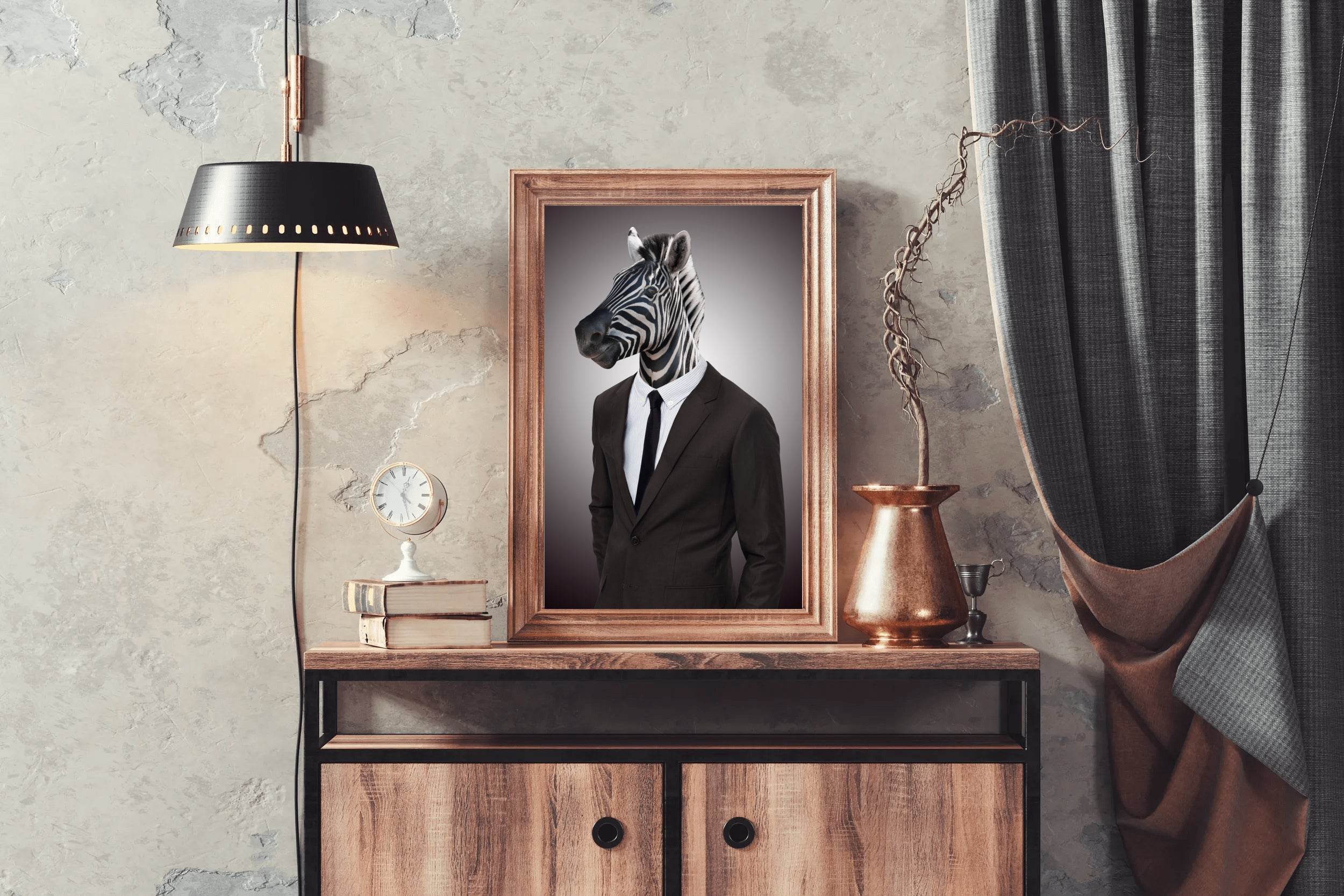 Wearing Suit Zebra Animal Wall Art - beink online art store