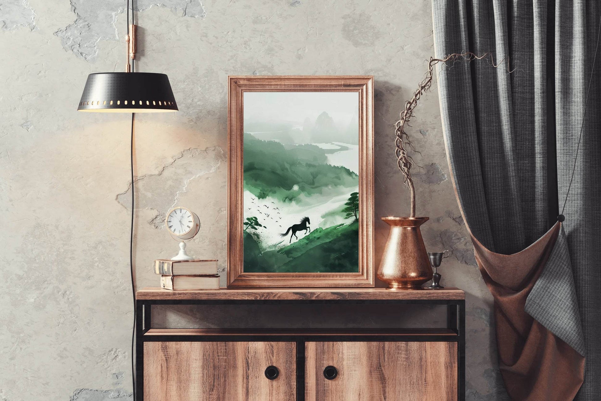 Painting Black Horse In The Forest Wall Art - beink online art store