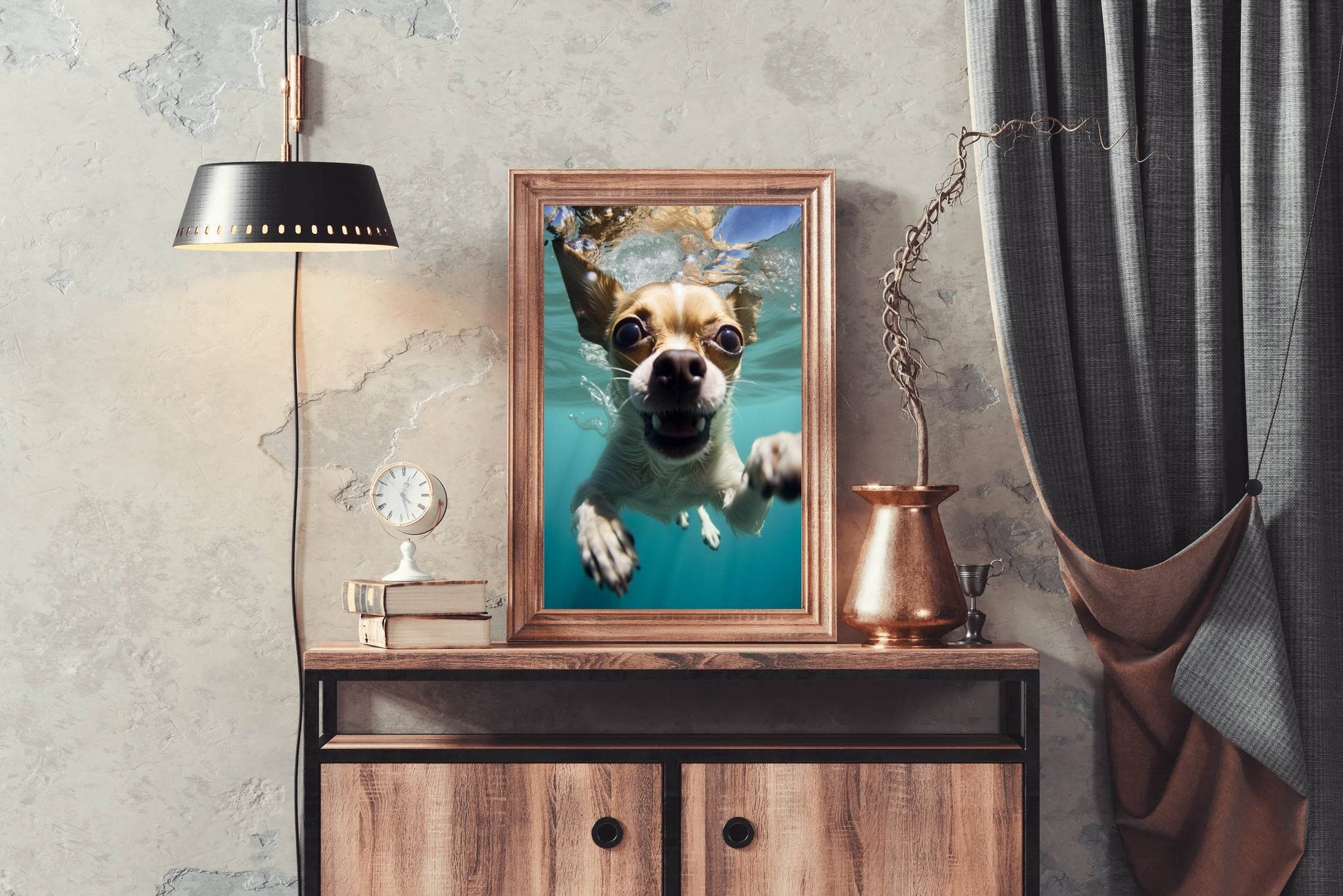 Underwater Chihuahua Dog Wall Art - beink online art store