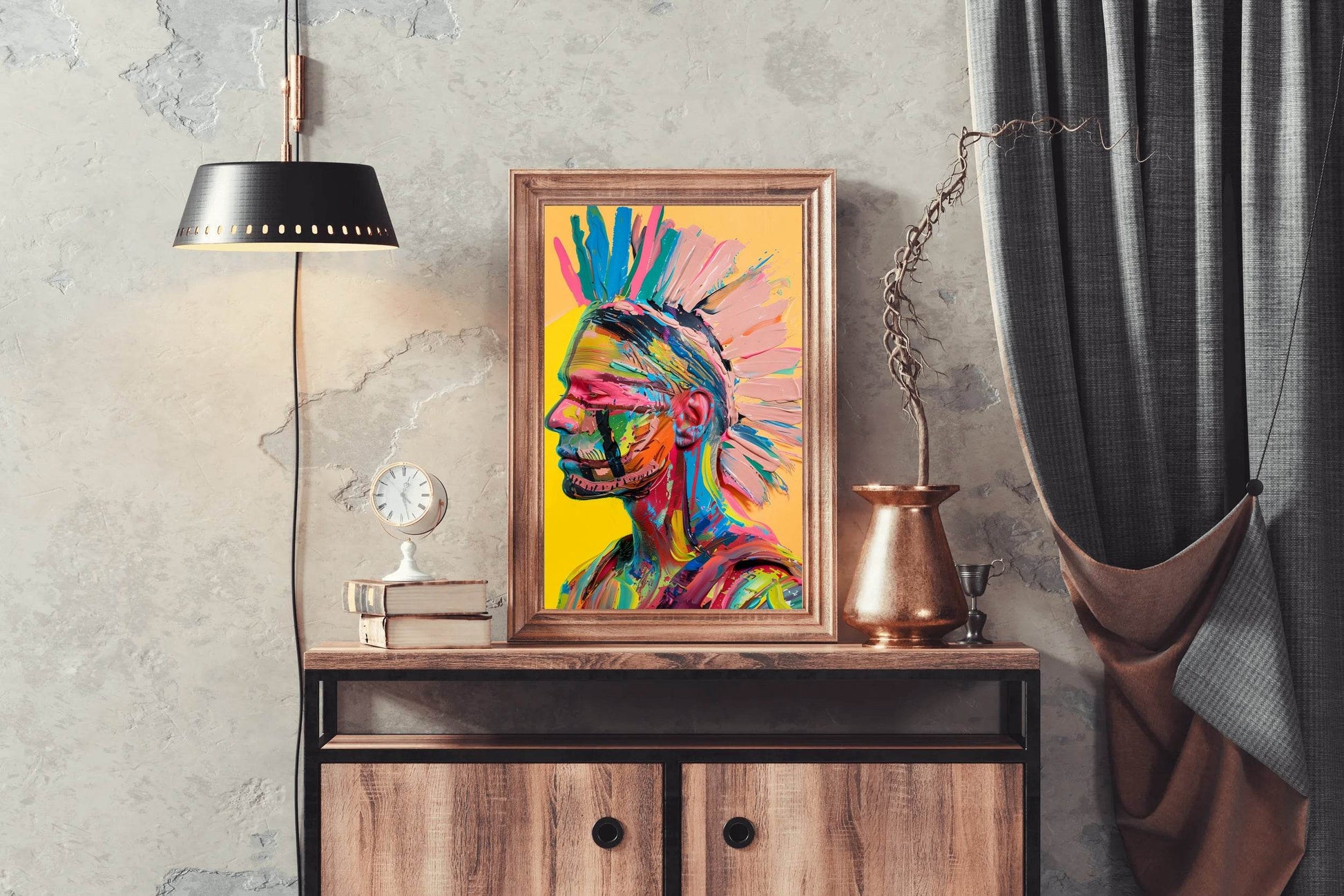 Colorful Portrait of a Punk Wall Art - beink online art store
