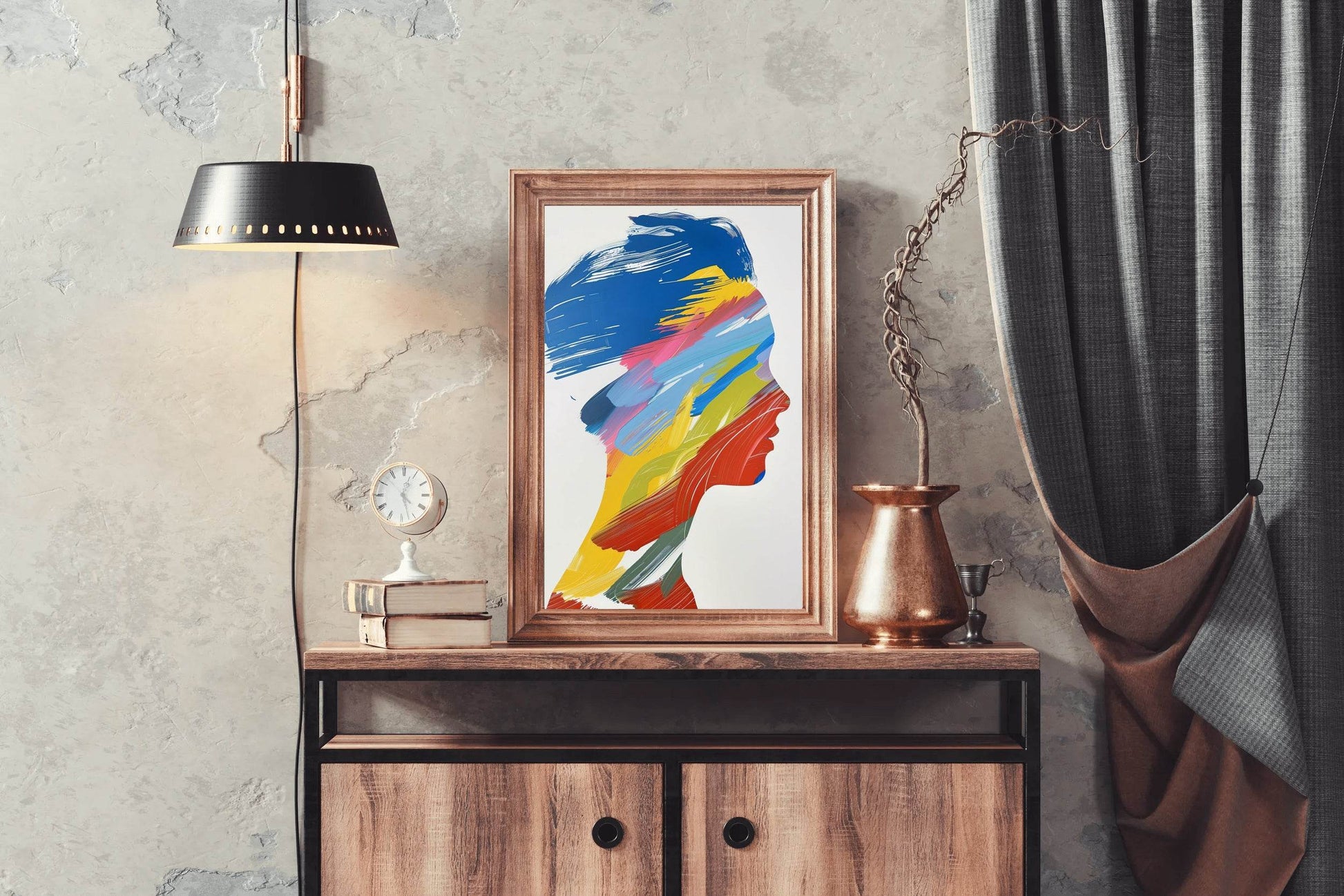 Color Portrait Of A Human Head Wall Art - beink online art store