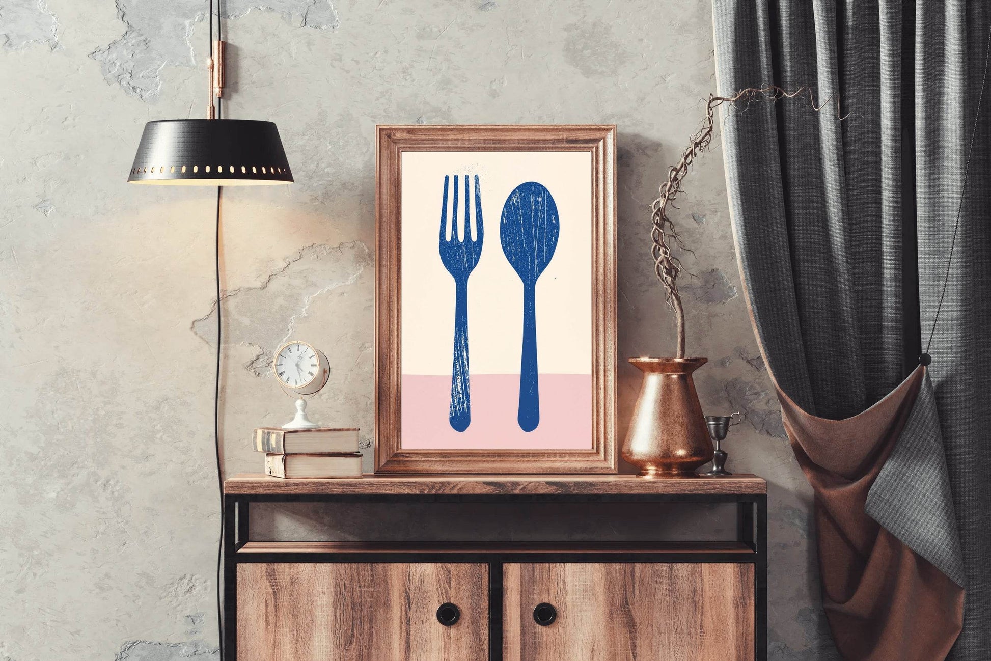Blue Steel Utensils Wall Art - beink online art store