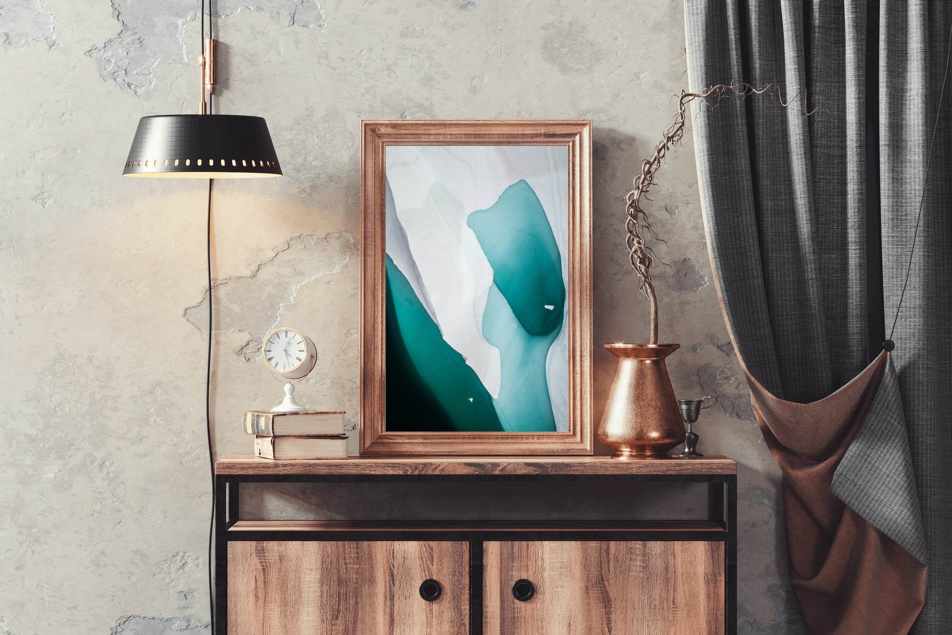 Green Water Color With White Background Abstract Wall Art - beink online art store