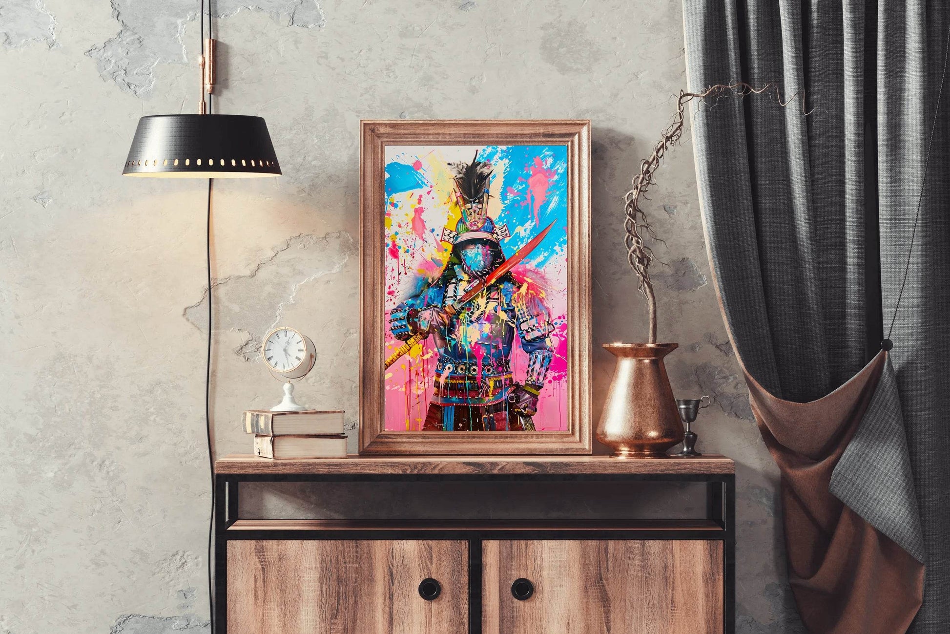 Futuristic Samurai Warrior in Vibrant Colors Wall Art - beink online art store
