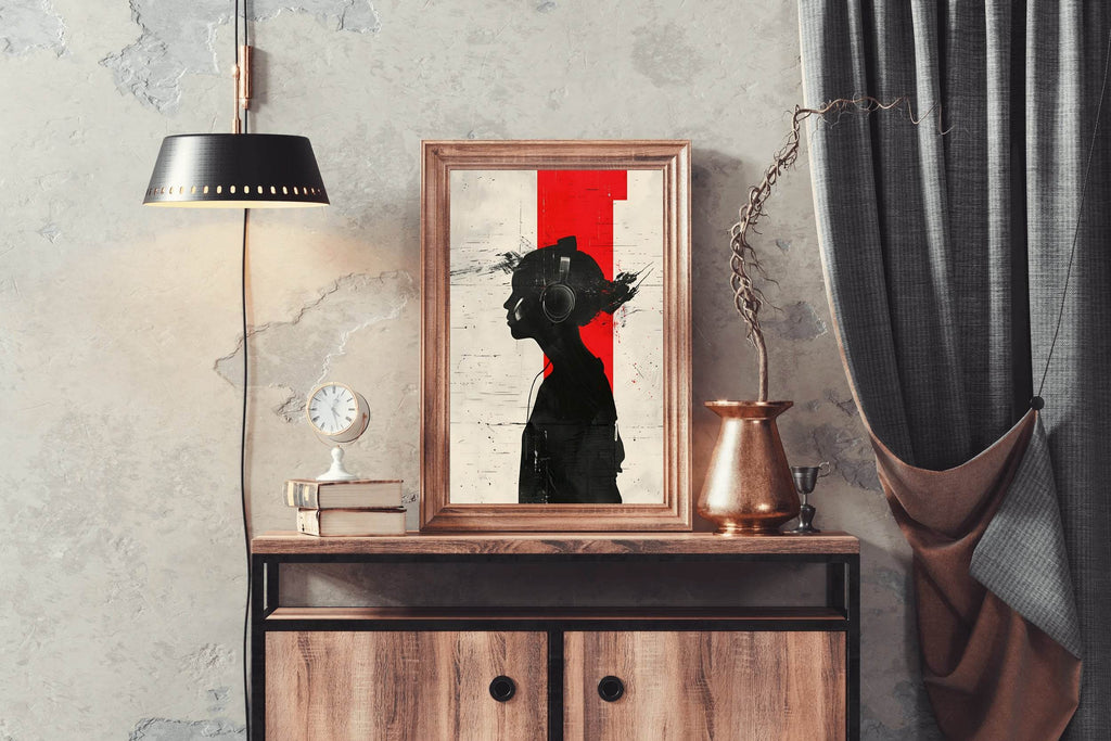 Girl Wearing Headphones Wall Art - beink online art store