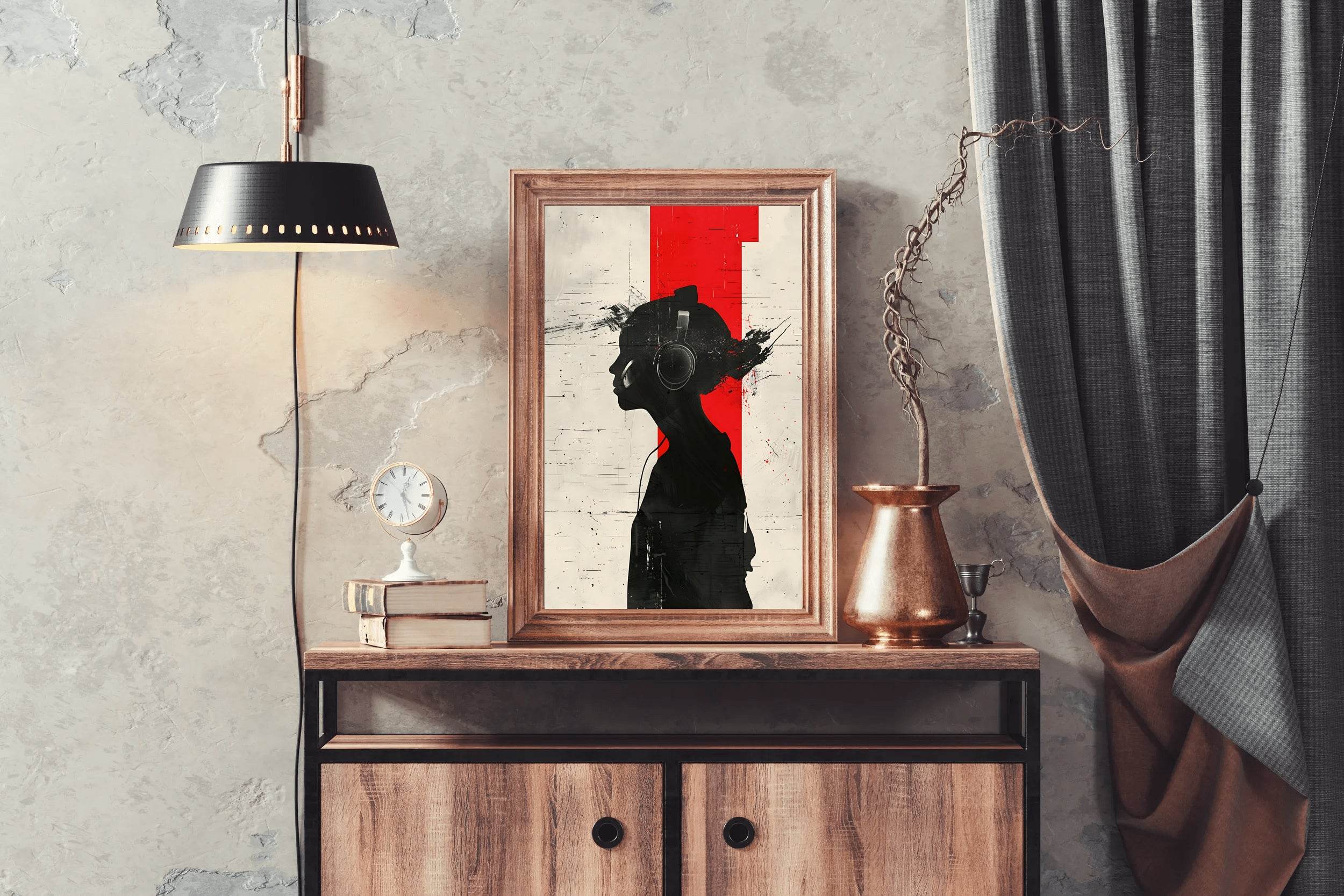 Girl Wearing Headphones Wall Art - beink online art store