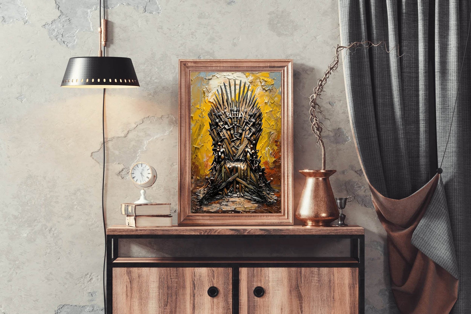 Painting Of A Chair Made Of Daggers And Swords Wall Art - beink online art store