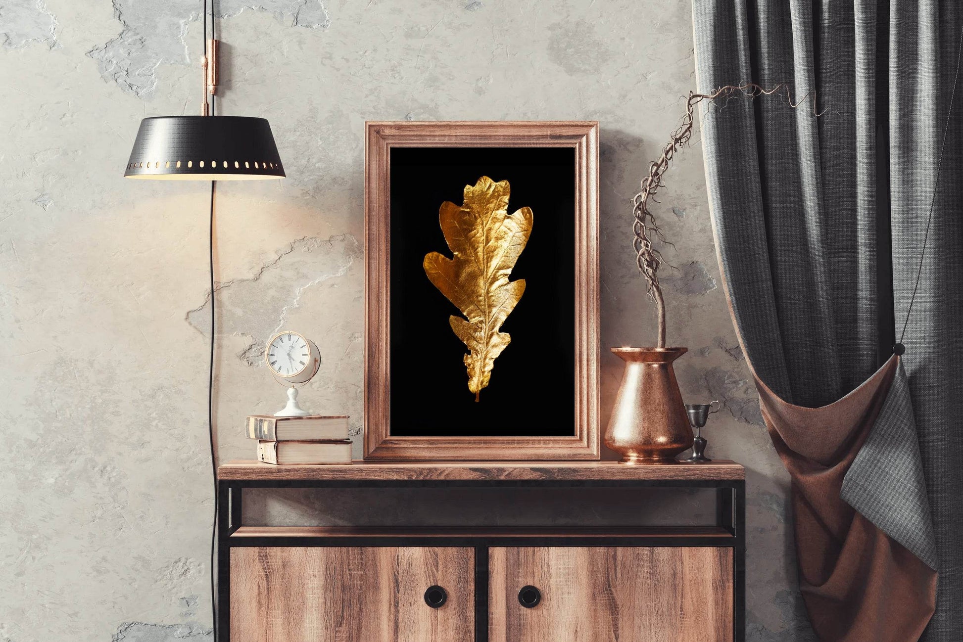 Golden Oak Leaf Wall Art - beink online art store
