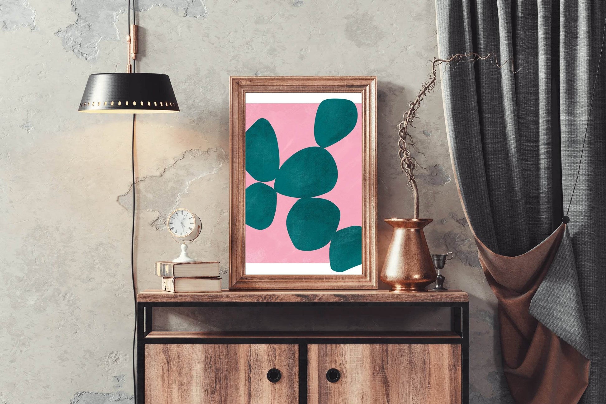 Jade Green Stone With Pink Background Wall Art - beink online art store